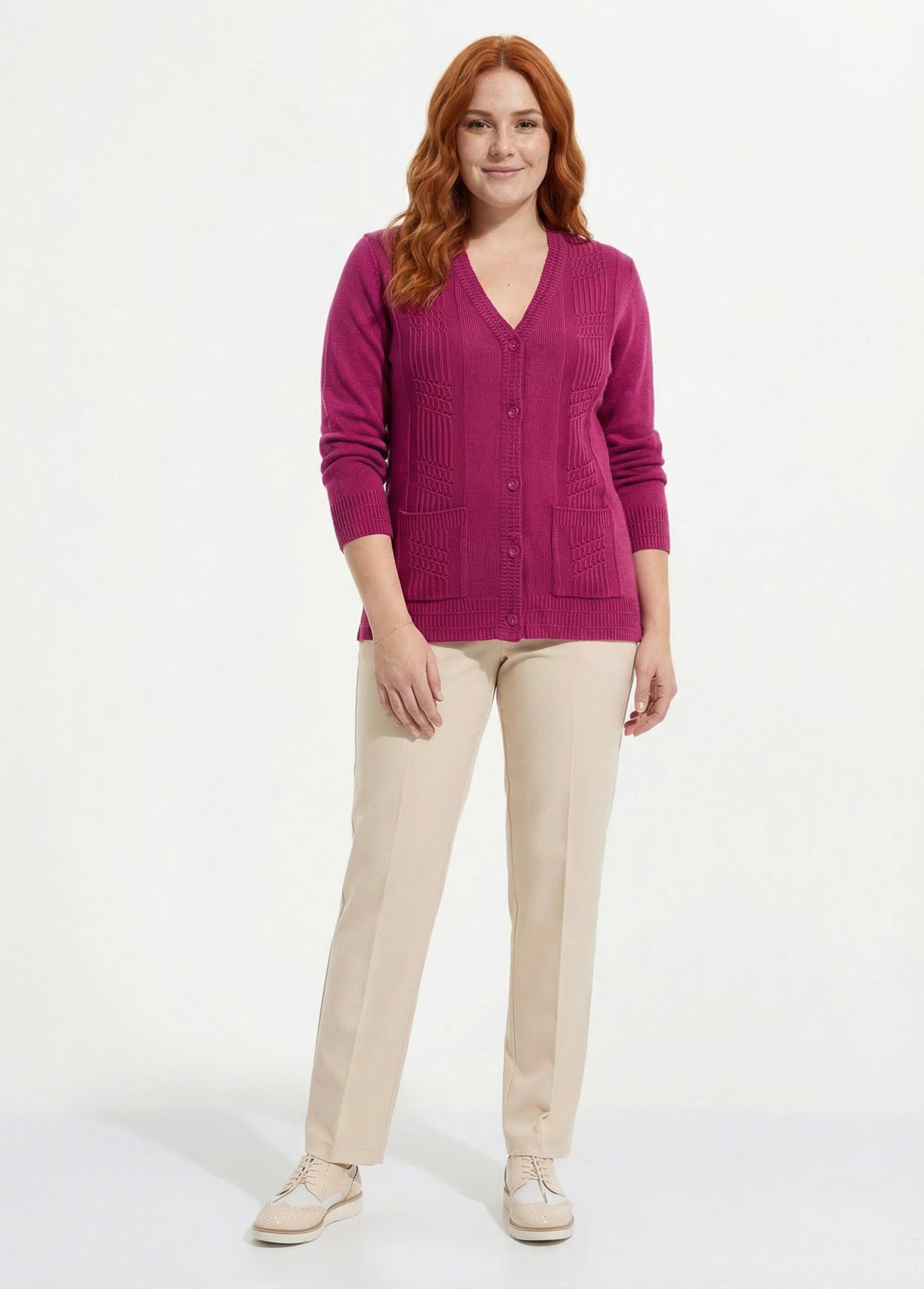 Gilet boutonné manches longues Femme Grande Taille Violet MAJORQUE SF1