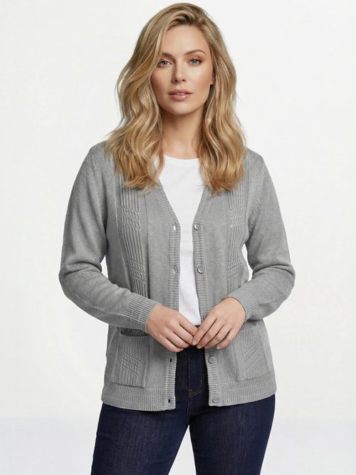 Gilet boutonné manches longues Femme Argenté MAJORQUE FA1