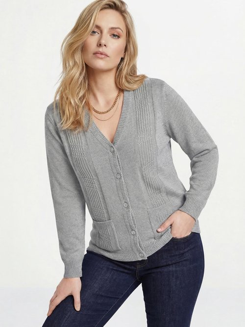 Gilet boutonné manches longues Femme Argenté MAJORQUE MV1