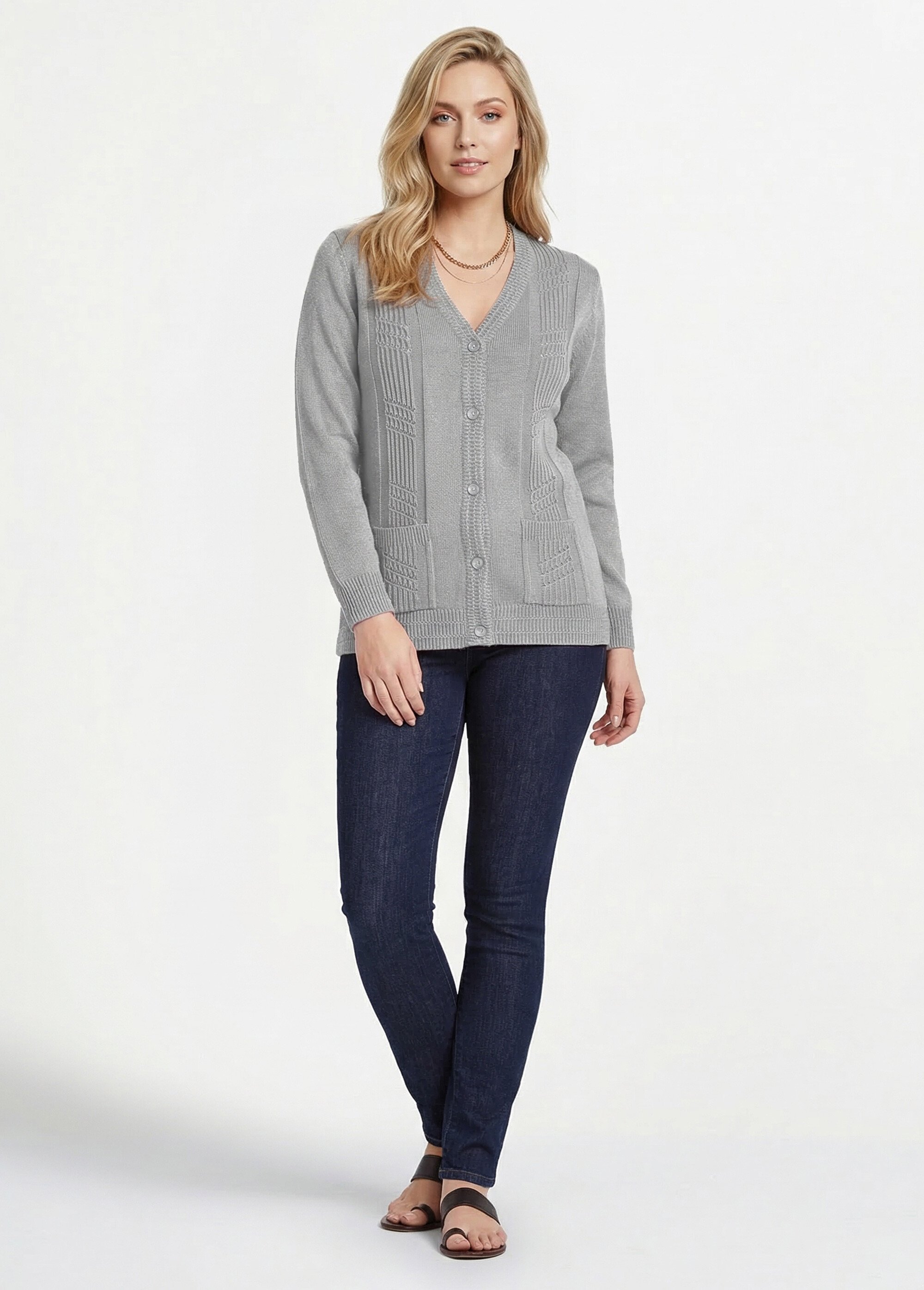 Gilet boutonné manches longues Femme Argenté MAJORQUE SF1