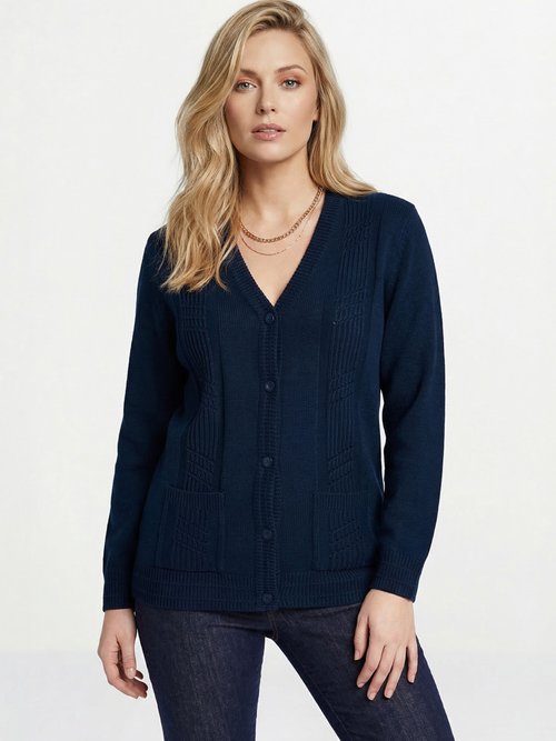 Gilet boutonné manches longues Femme Bleu MAJORQUE FA1