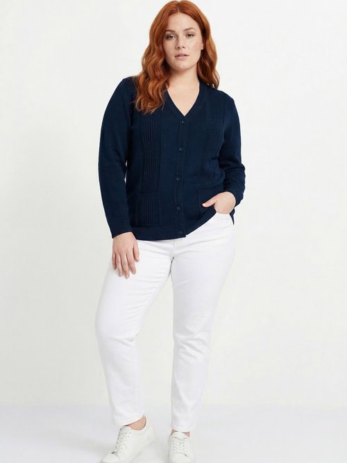 Gilet boutonné manches longues Femme Grande Taille Bleu MAJORQUE SI1