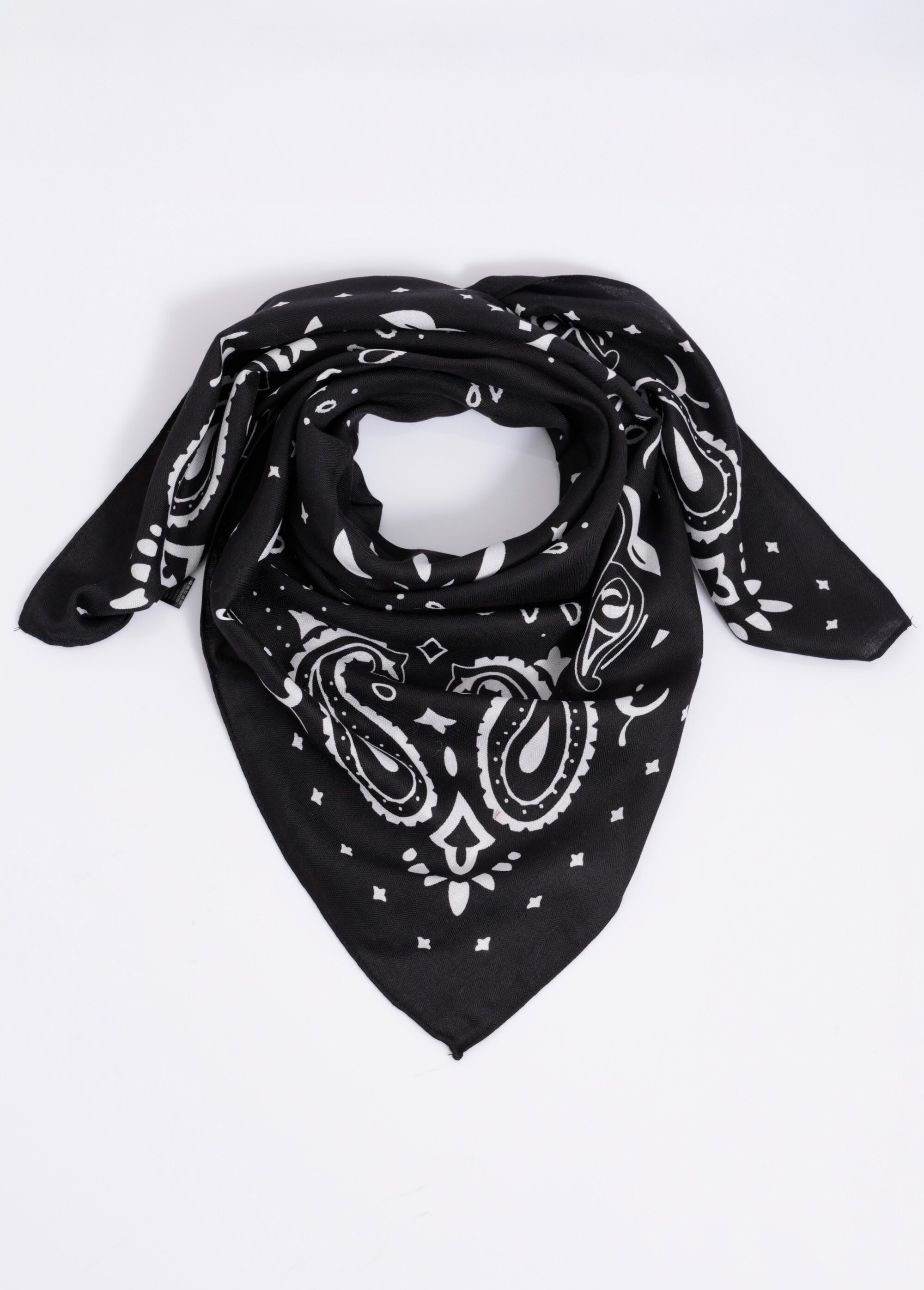 Grand foulard carré motif bandana Femme Noir MPA90RZW33 FA1