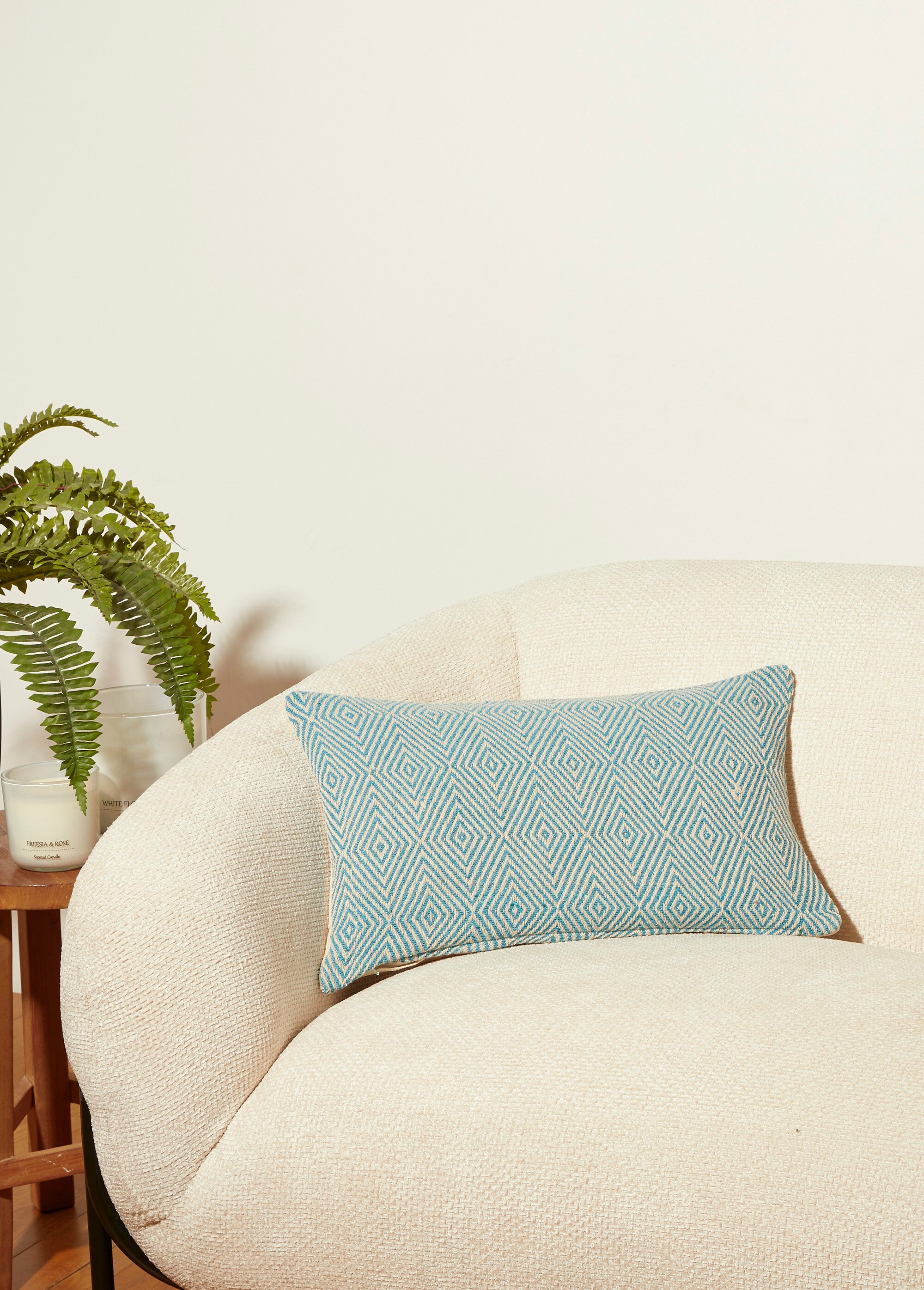 Housse coussin tissée 30x50cm, losanges LOSANGE BLEU COTZZ70295 SI1