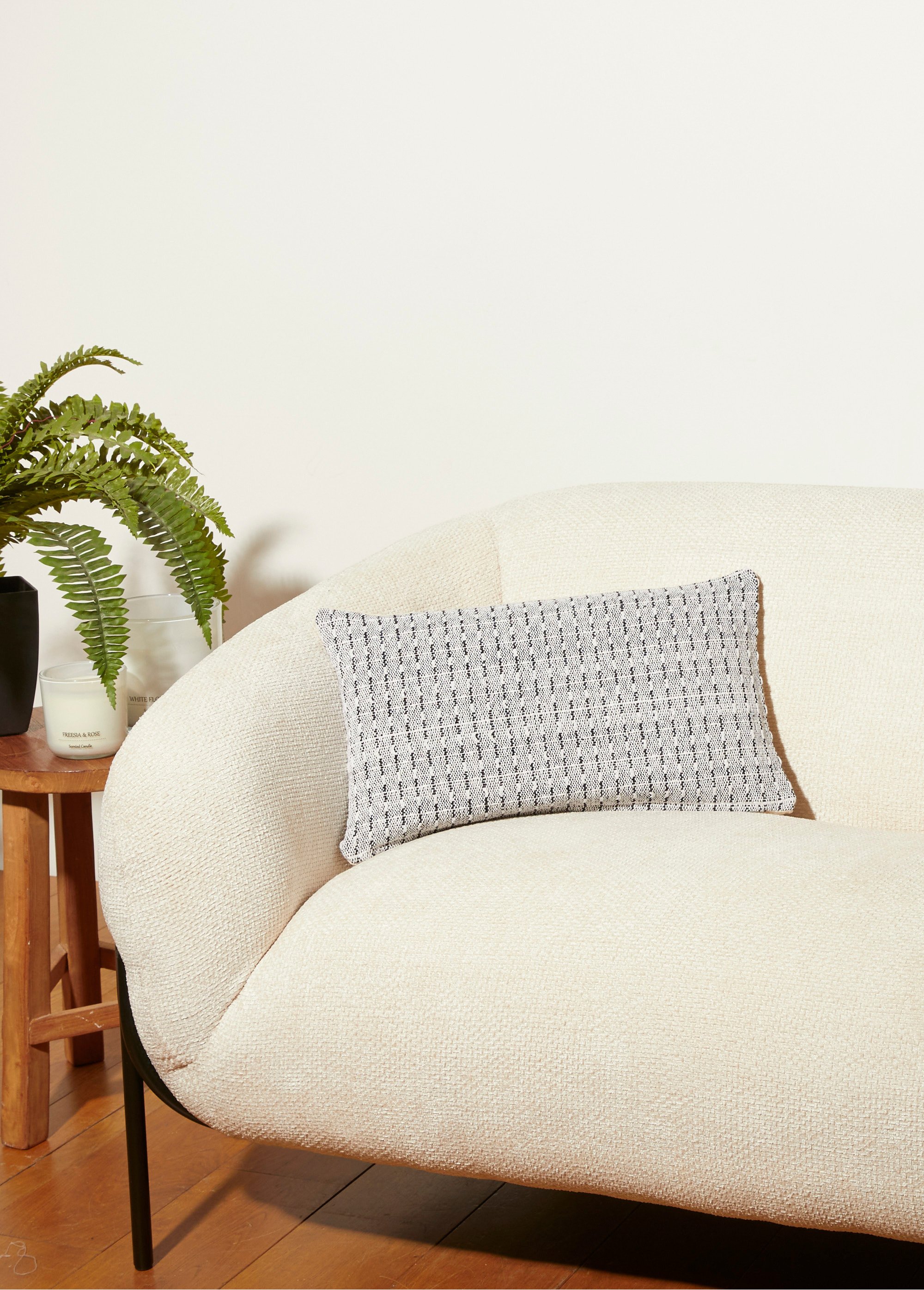 Housse coussin tissée 30x50cm, rectangles Gris COTZZ70291 SI1