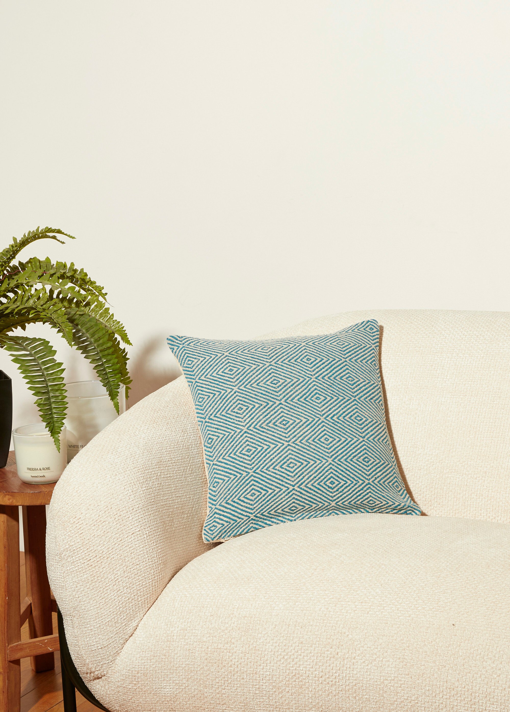 Housse coussin tissée 40x40cm, losanges Bleu COTZZ70294 SI1