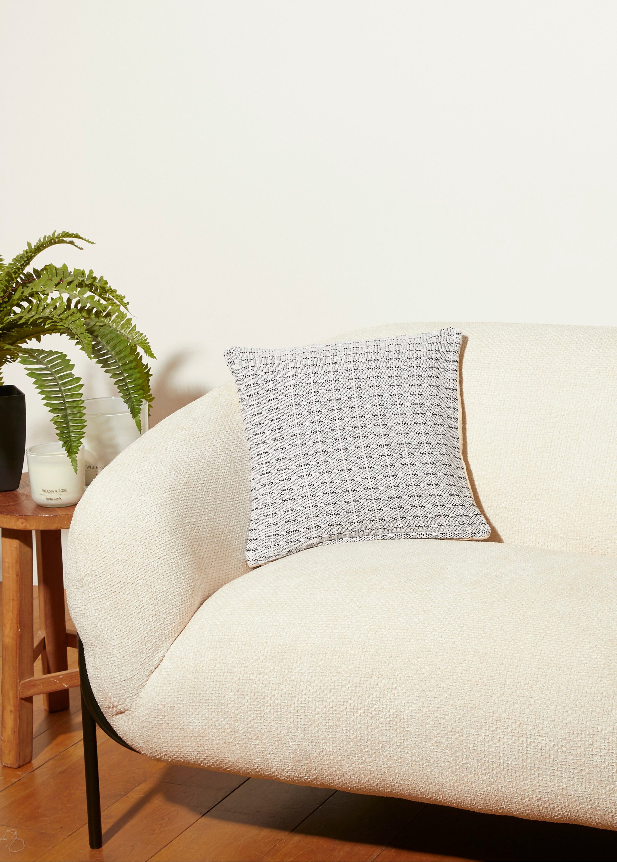 Housse coussin tissée 40x40cm, rectangles Gris COTZZ70290 SI1