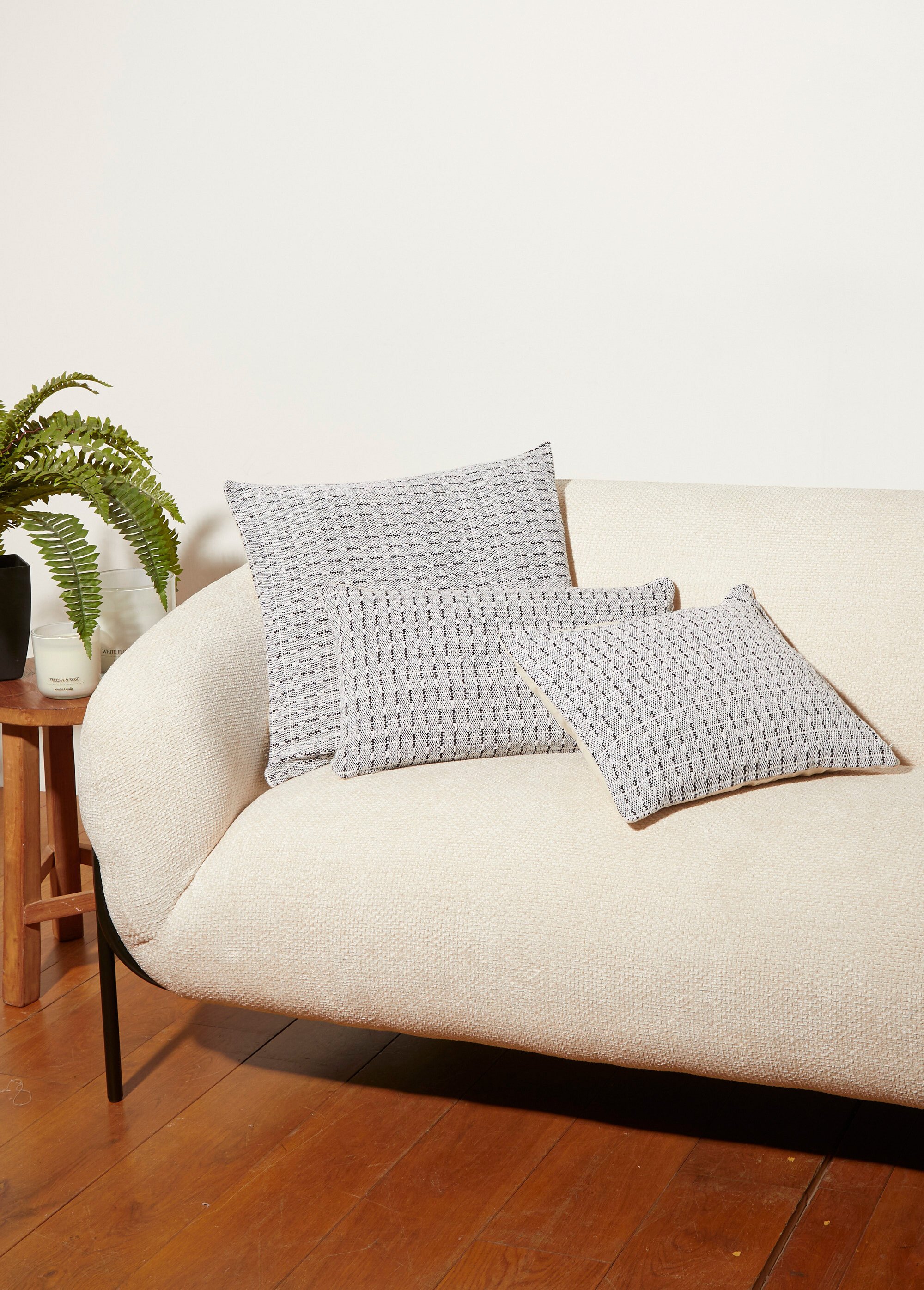 Housse coussin tissée 40x40cm, rectangles Gris COTZZ70290 SI2