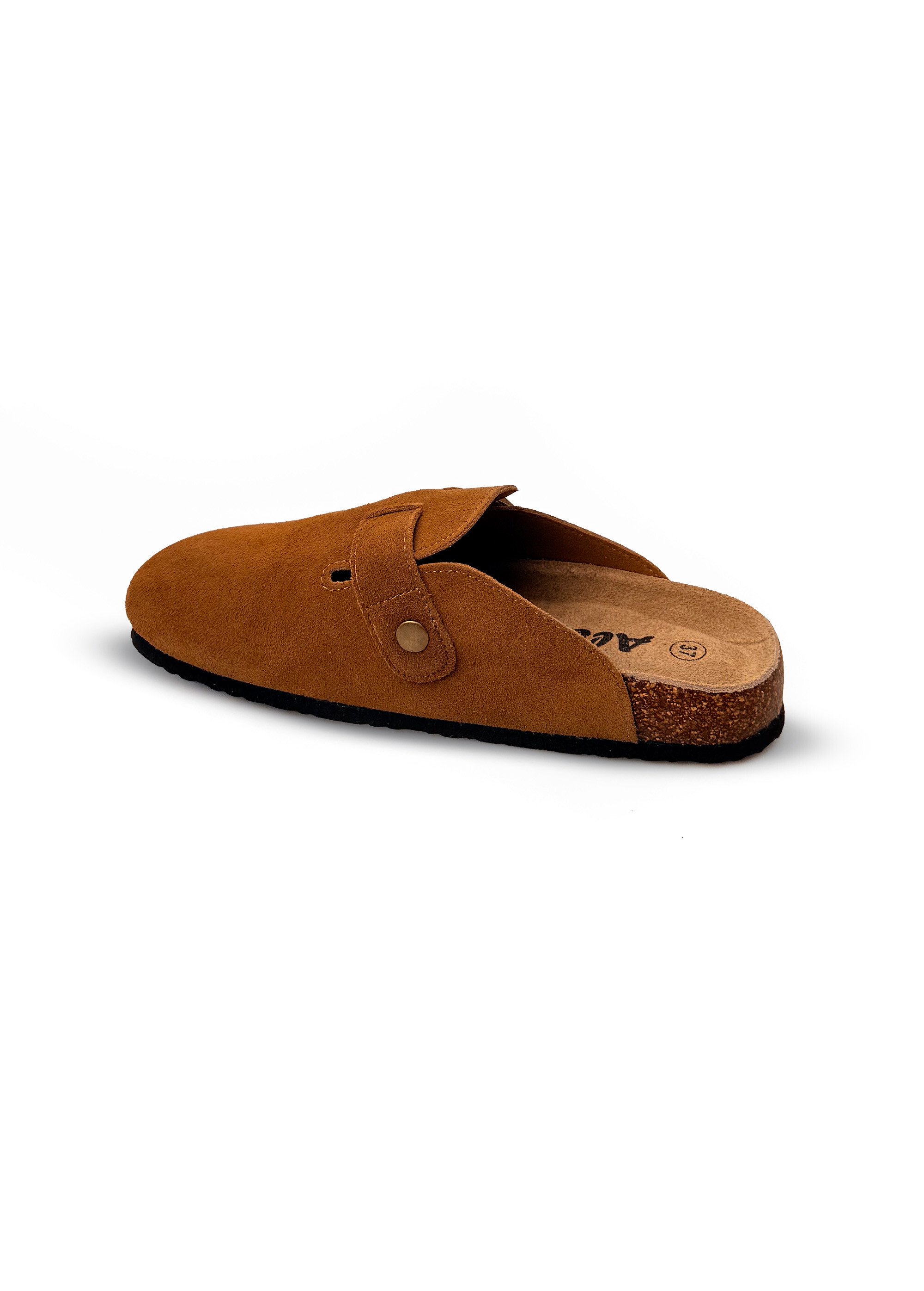 Mules sabots, dessus en cuir nubuck