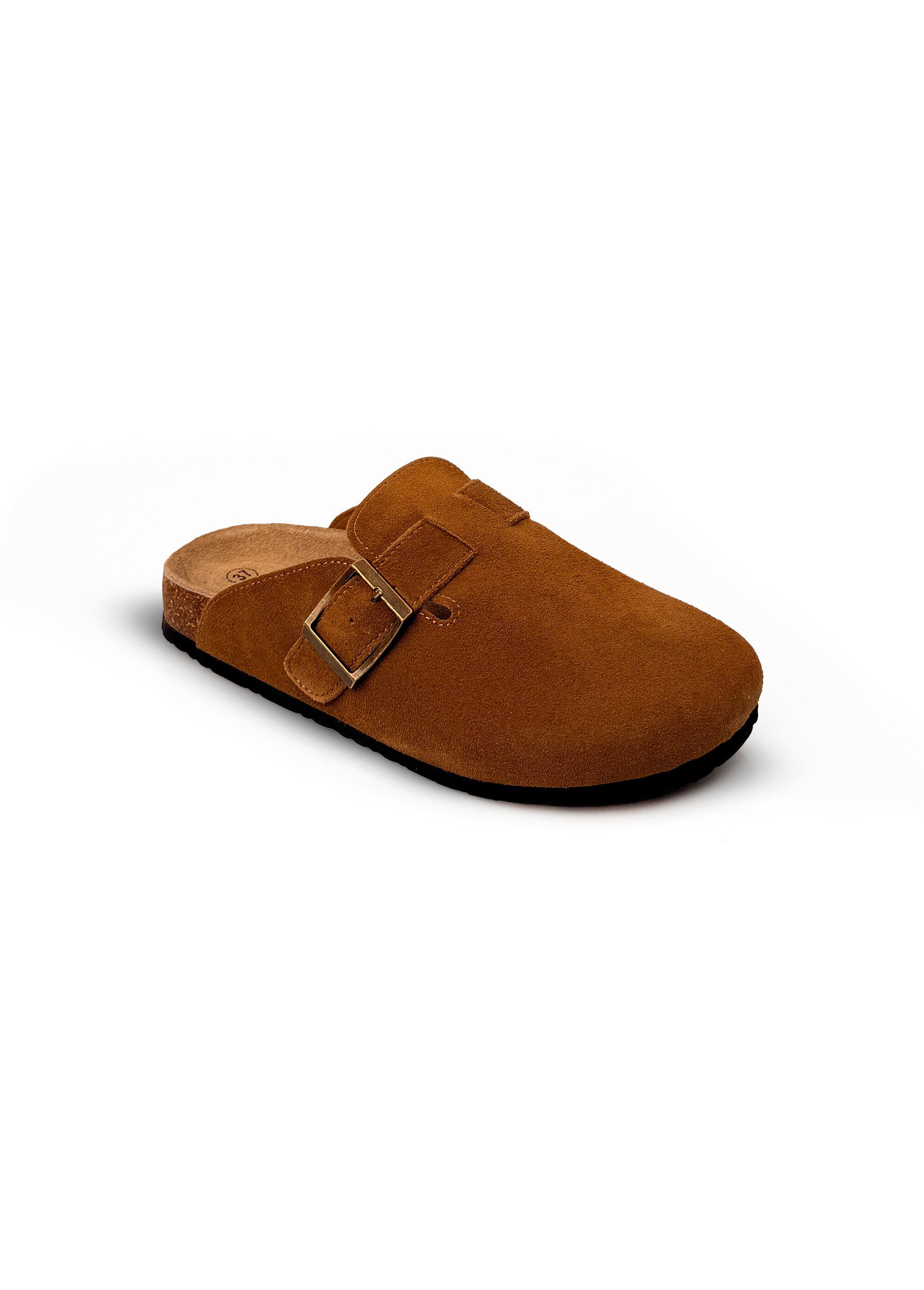 Mules sabots, dessus en cuir nubuck