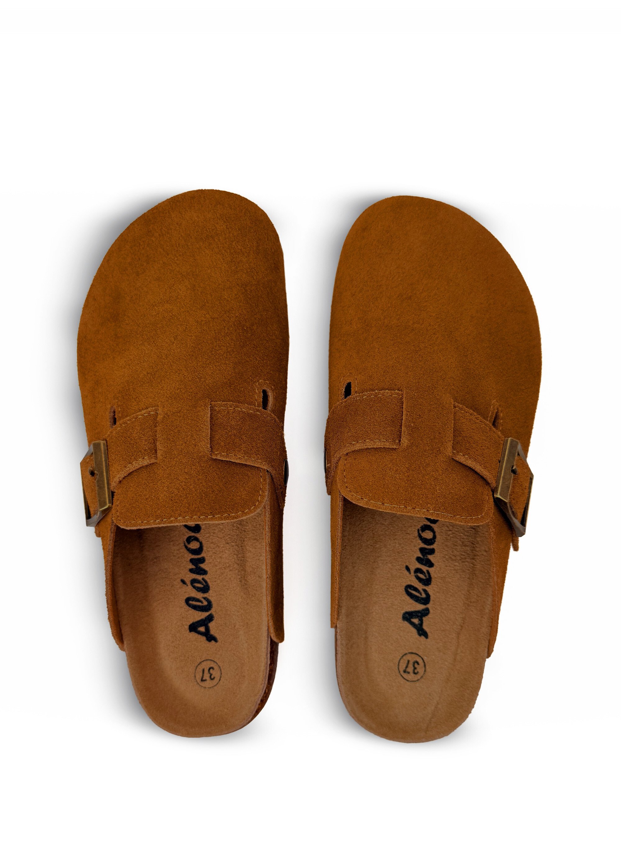 Mules sabots, dessus en cuir nubuck Femme Marron JP-AL1461 OV1