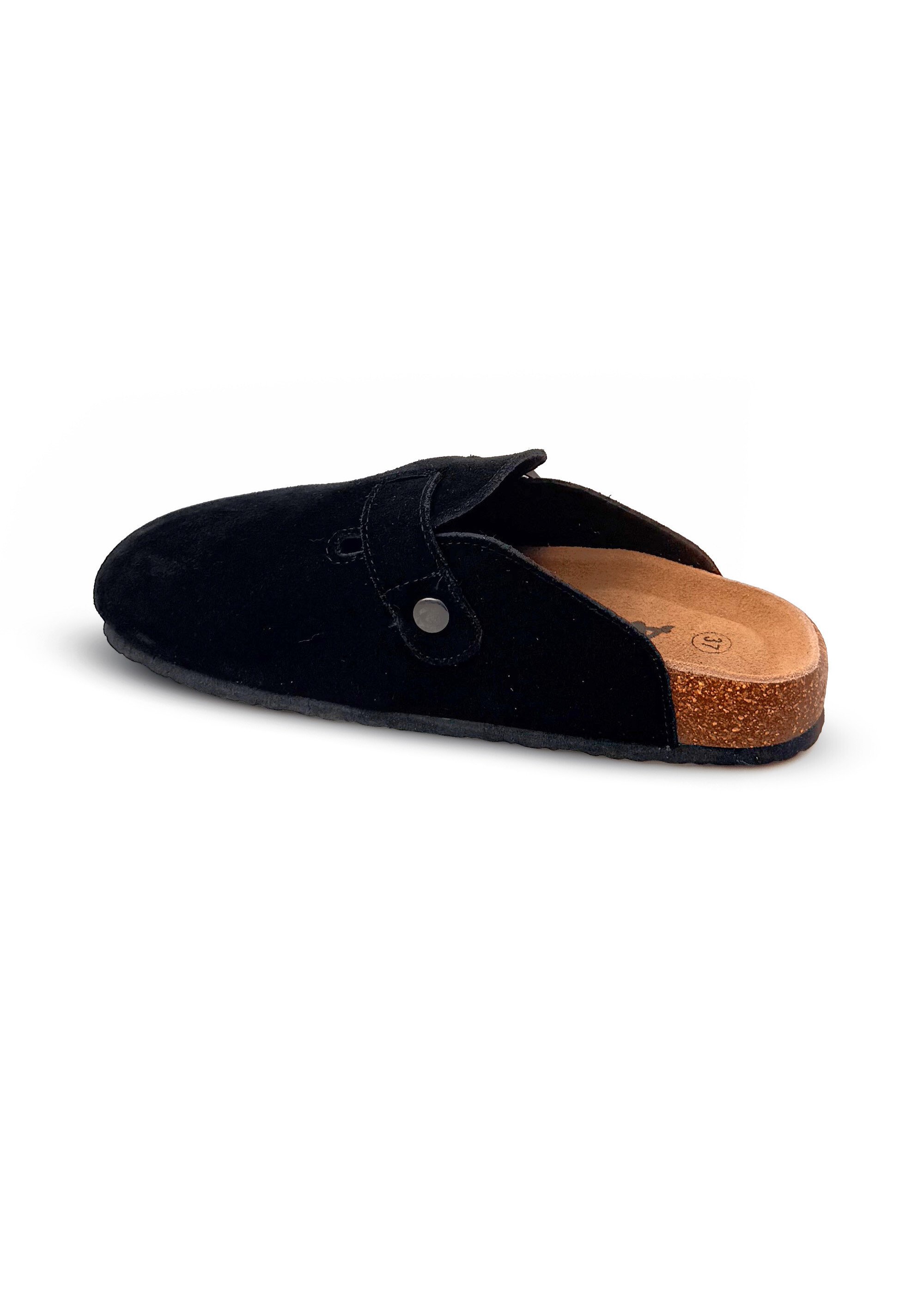 Mules sabots, dessus en cuir nubuck Femme Noir JP-AL1461 DO1