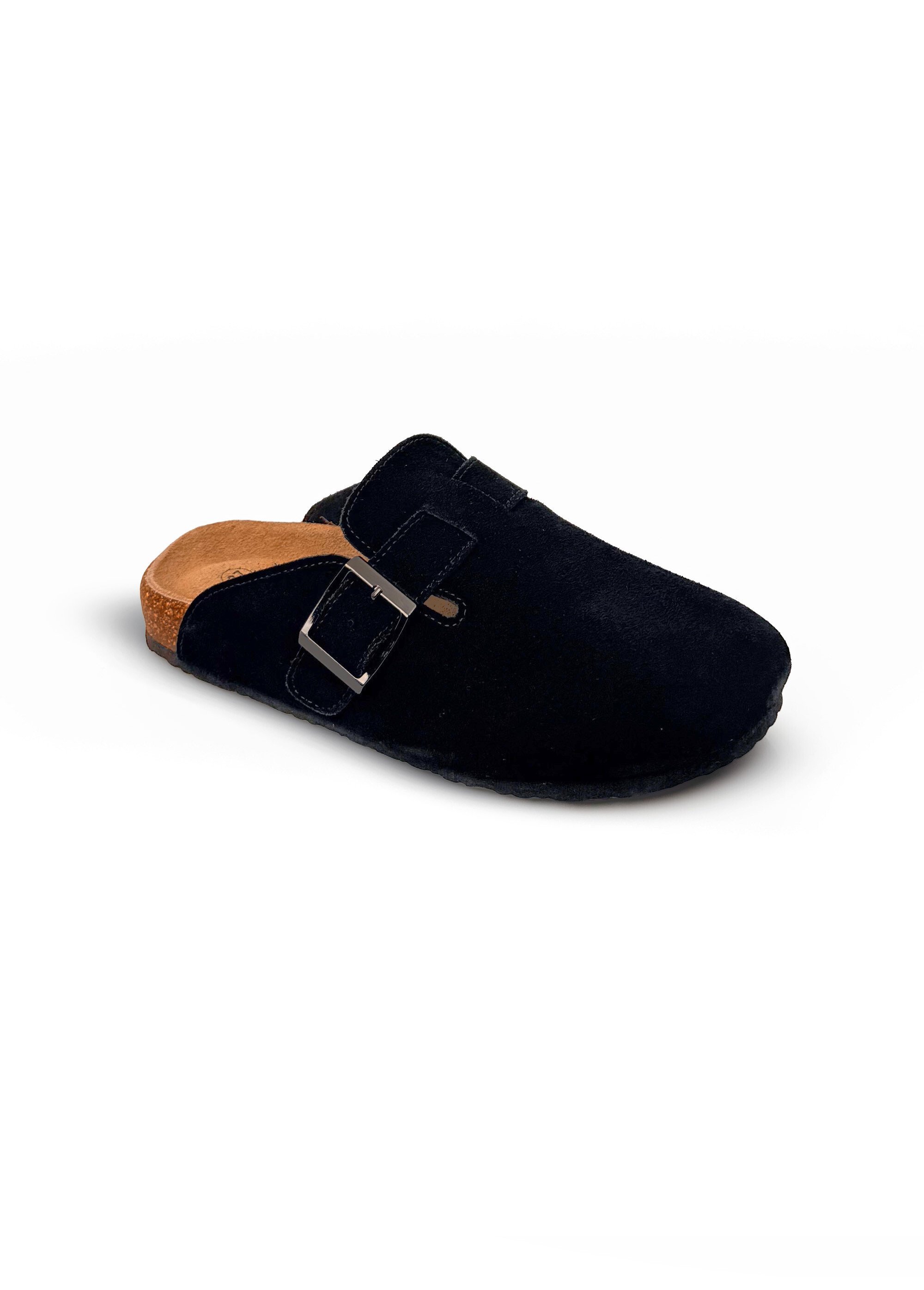 Mules sabots, dessus en cuir nubuck