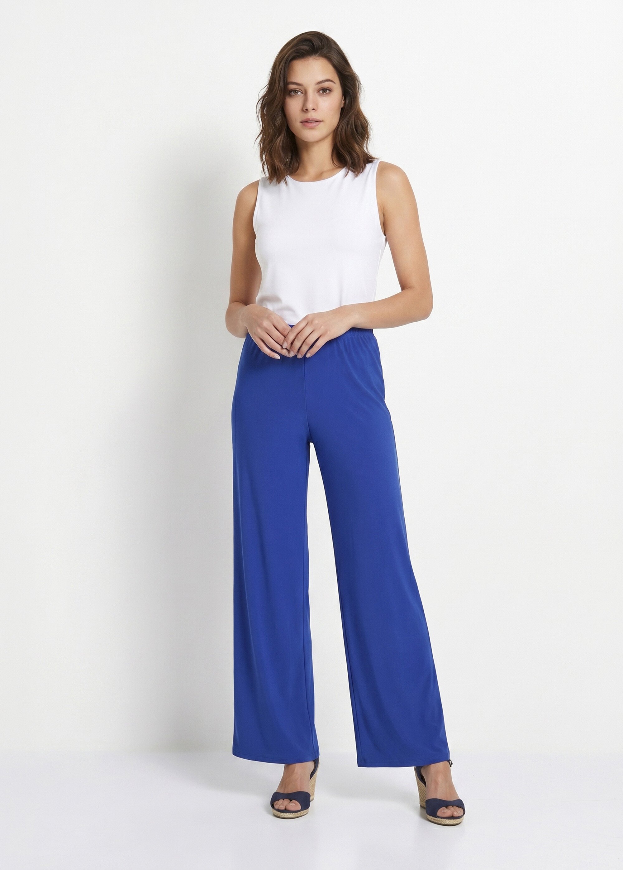 Pantalon fluide taille élastiquée maille Femme Bleu NIVEROLE SI1