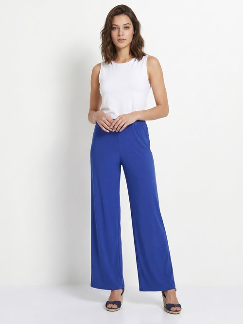 Pantalon fluide taille élastiquée maille Femme Bleu NIVEROLE SI1
