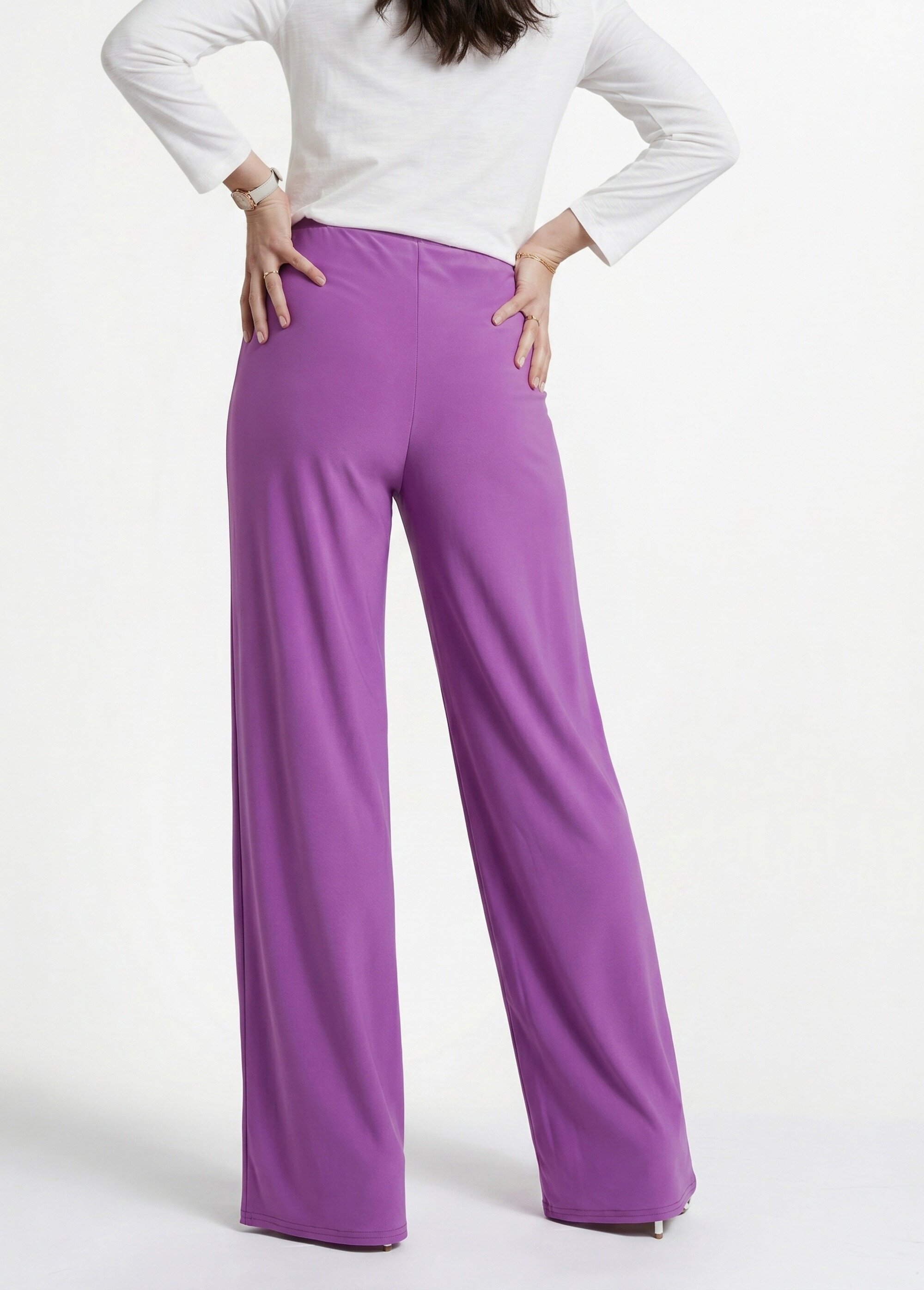 Pantalon fluide taille élastiquée maille Femme Violet NIVEROLE DO1