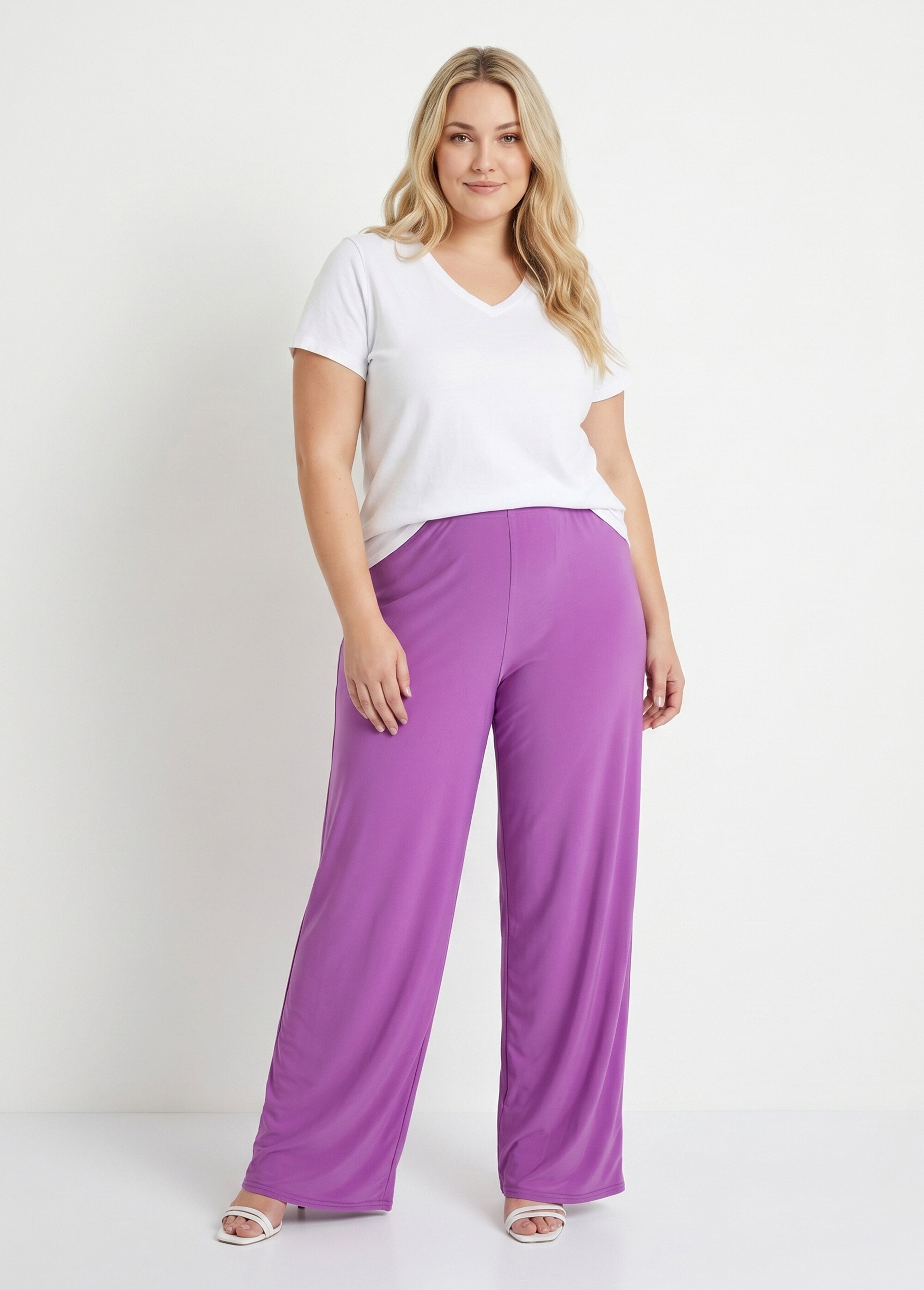 Pantalon fluide taille élastiquée maille