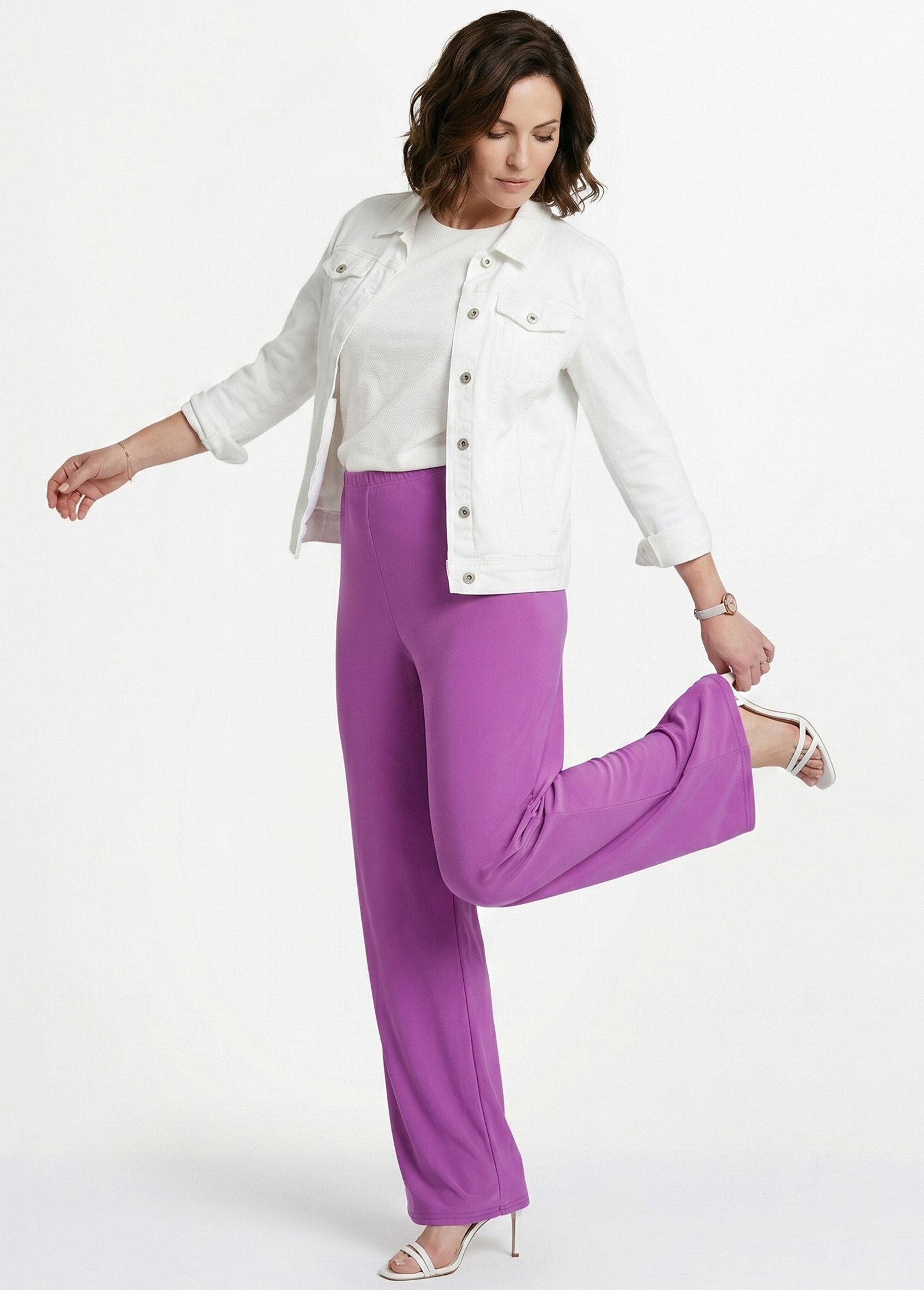 Pantalon fluide taille élastiquée maille Femme Violet NIVEROLE MV1