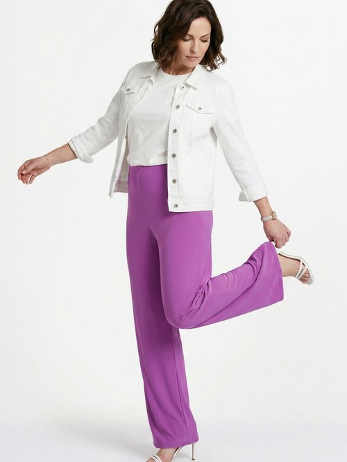 Pantalon fluide taille élastiquée maille Femme Violet NIVEROLE MV1