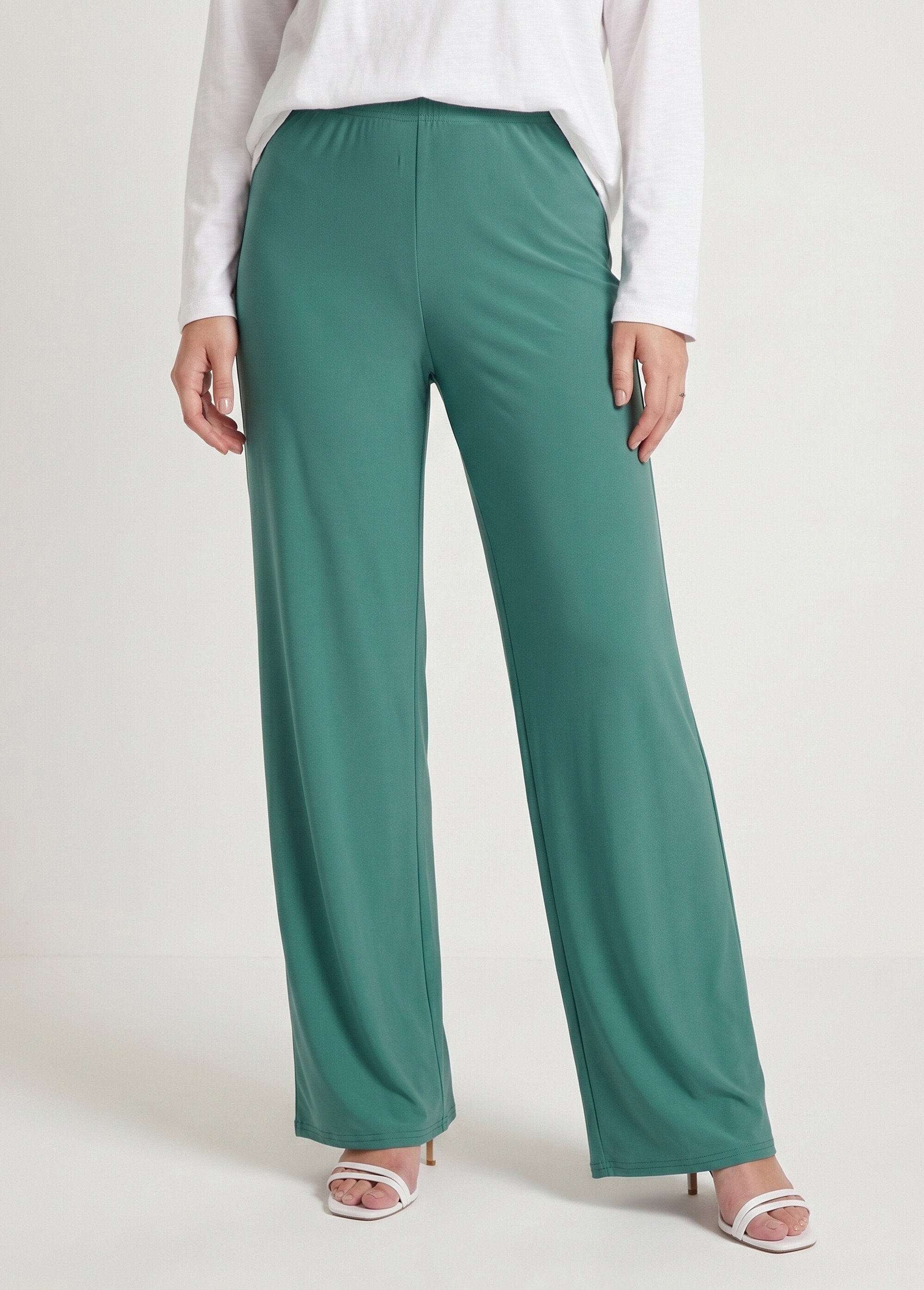 Pantalon fluide taille élastiquée maille Femme Vert NIVEROLE FA1