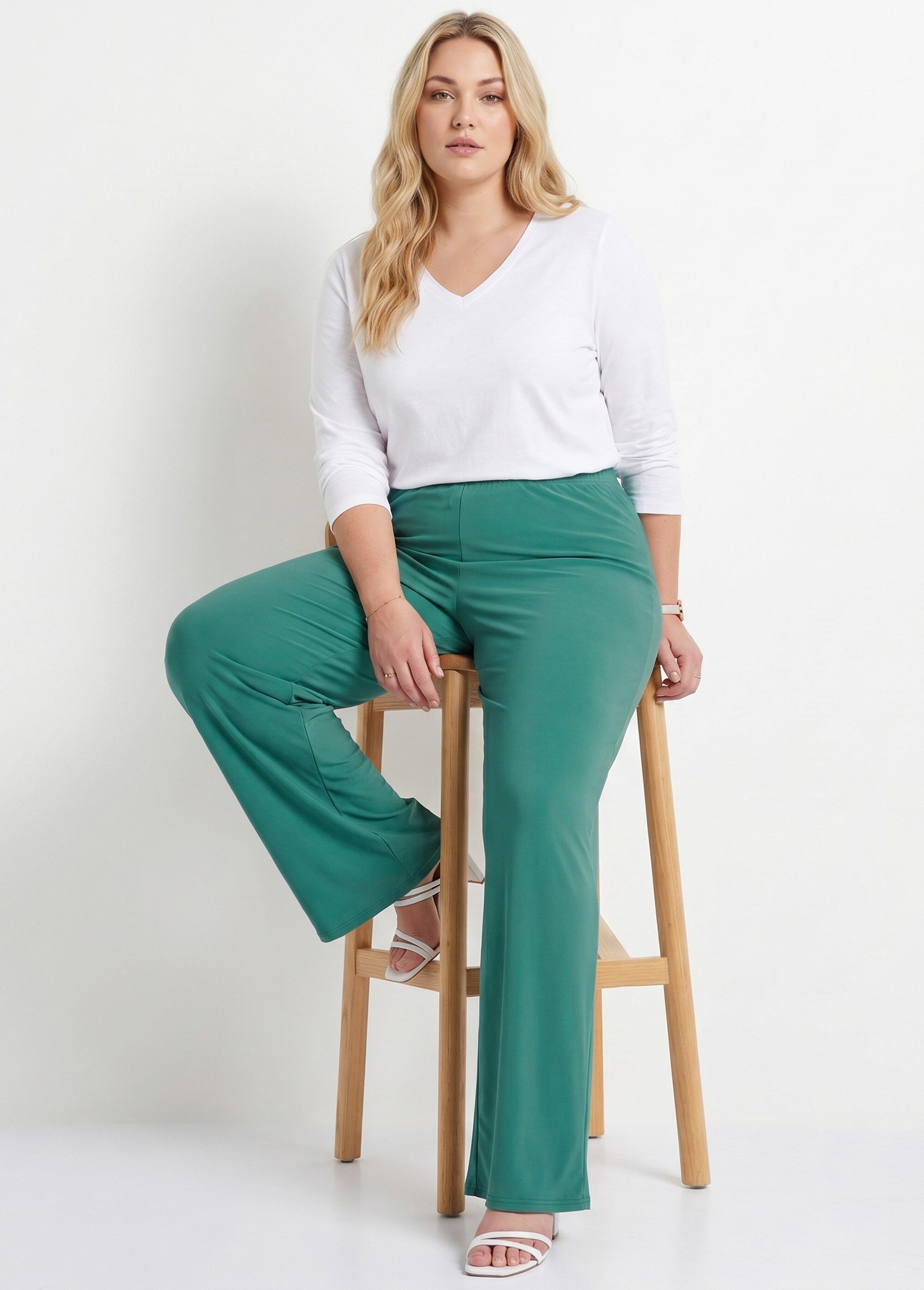 Pantalon fluide taille élastiquée maille