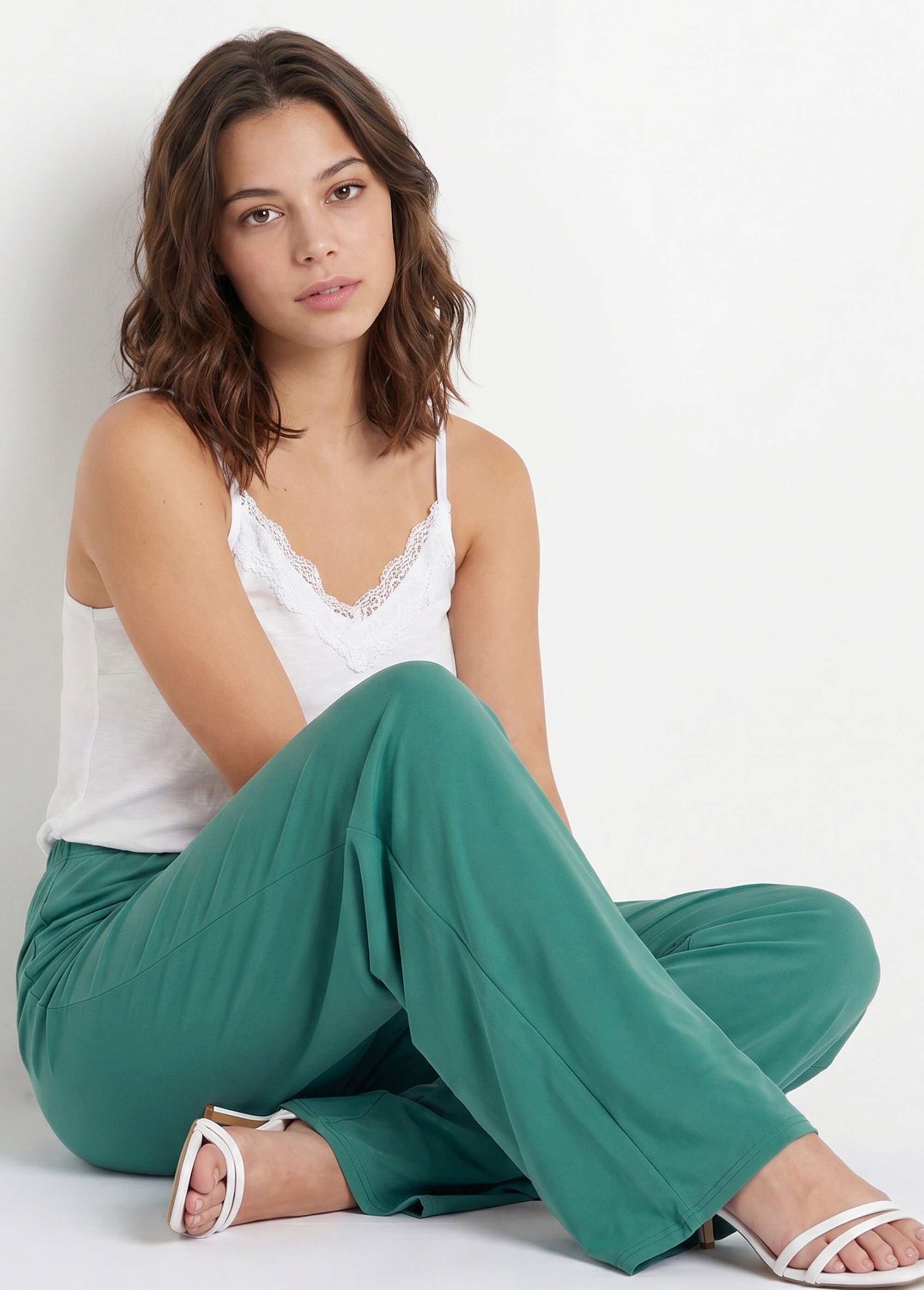 Pantalon fluide taille élastiquée maille