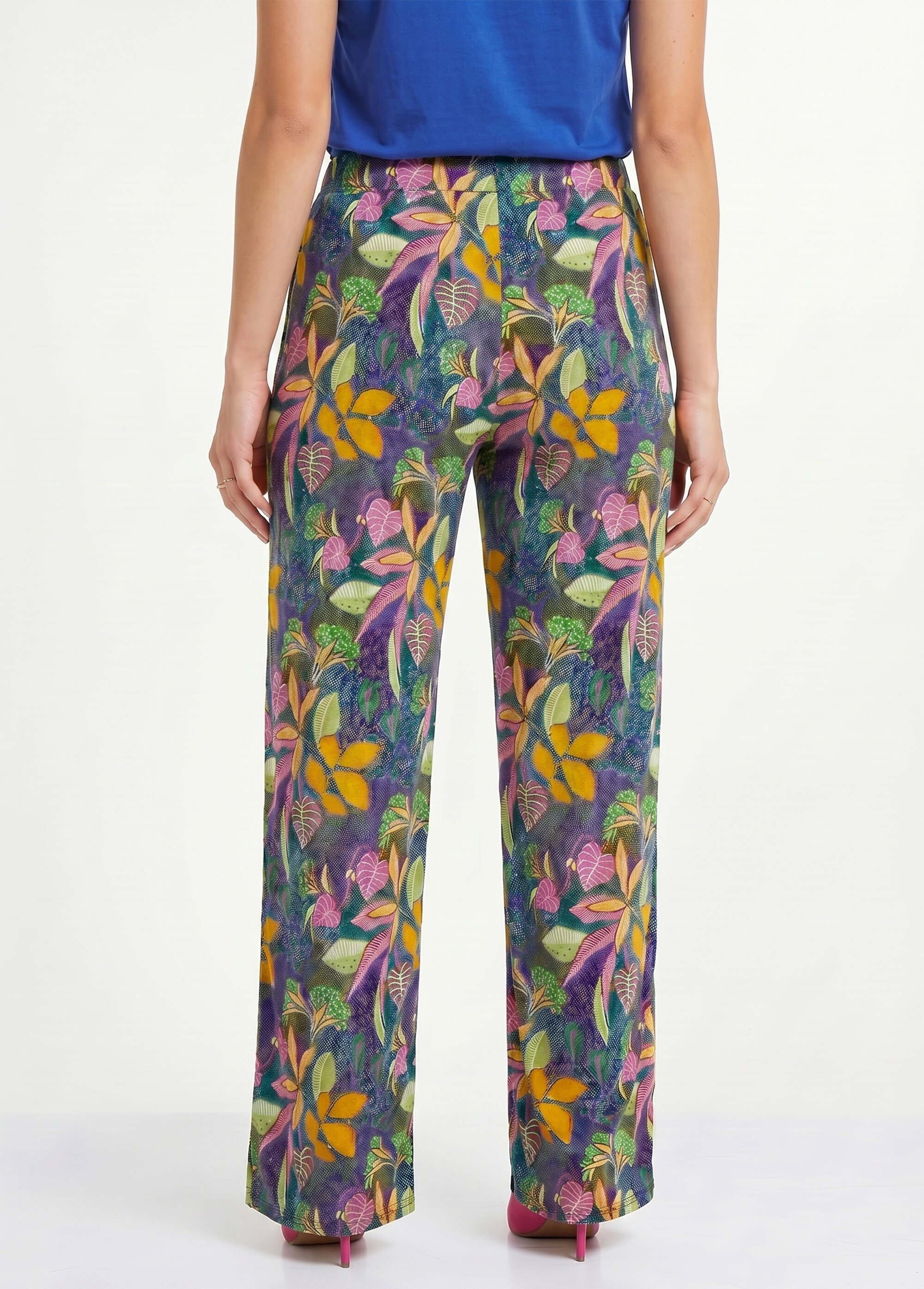 Pantalon fluide taille élastiquée maille Femme ROSE ET JAUNE NIVEROLE DO1