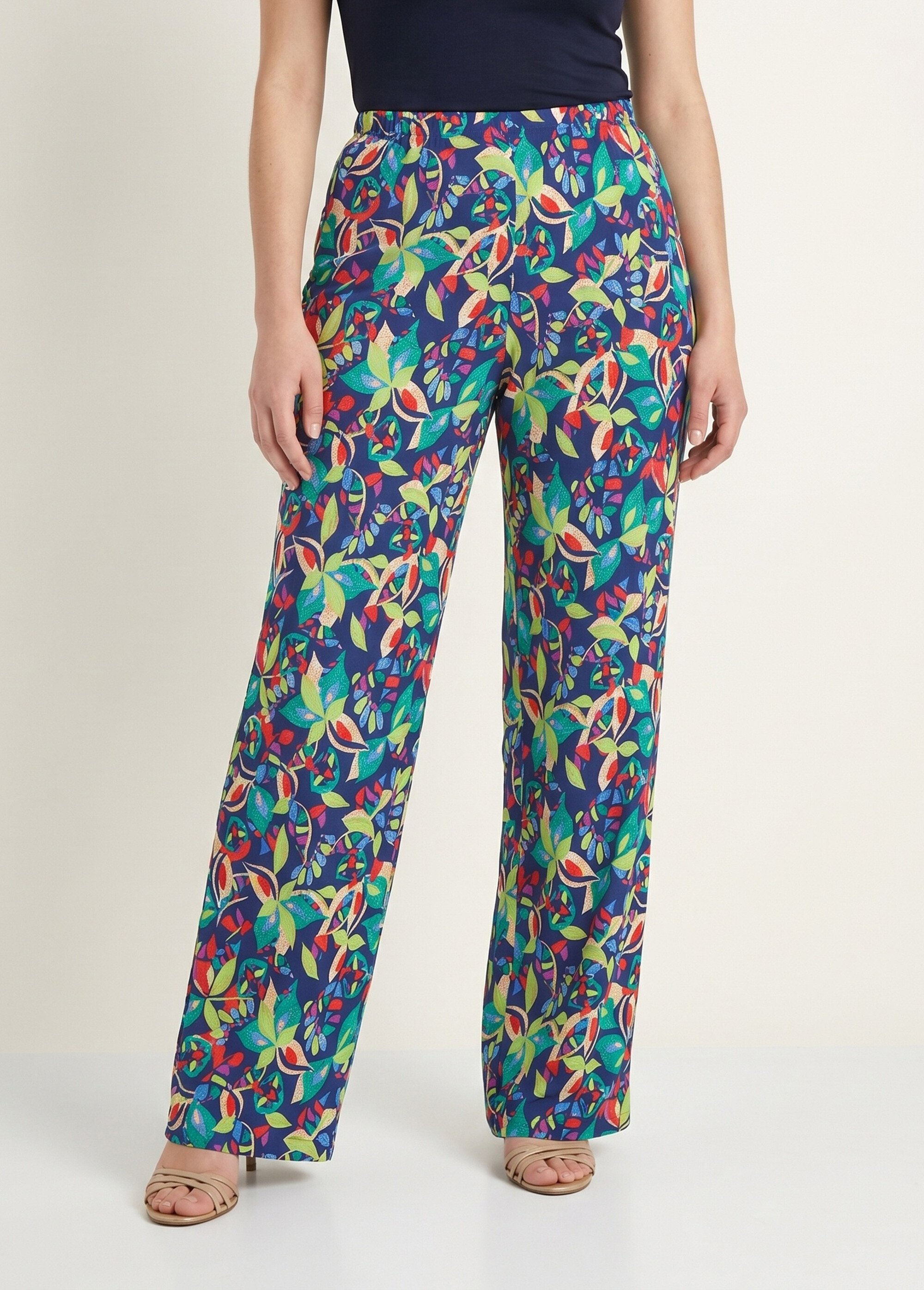 Pantalon fluide taille élastiquée maille Femme Bleu NIVEROLE FA1