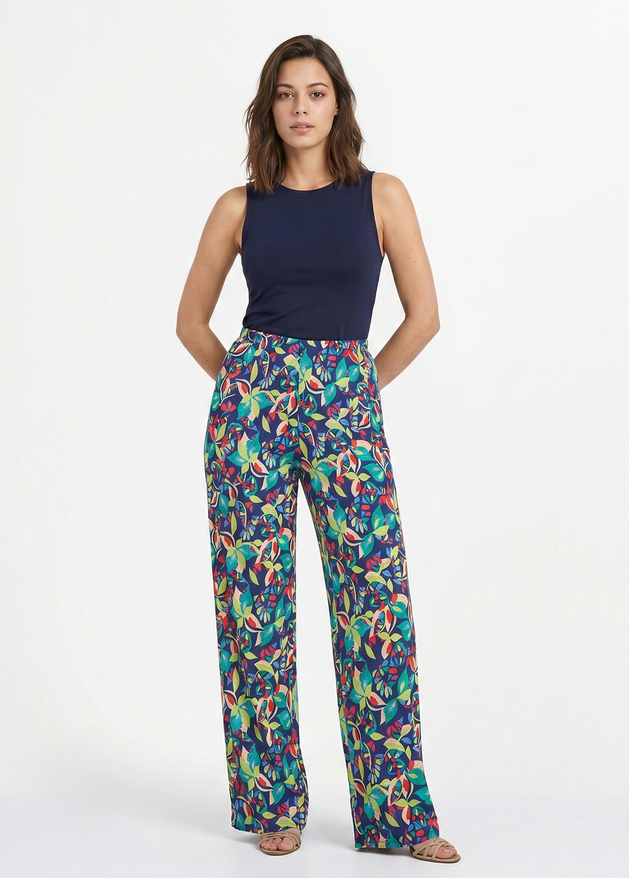 Pantalon fluide taille élastiquée maille Femme Bleu NIVEROLE MV1
