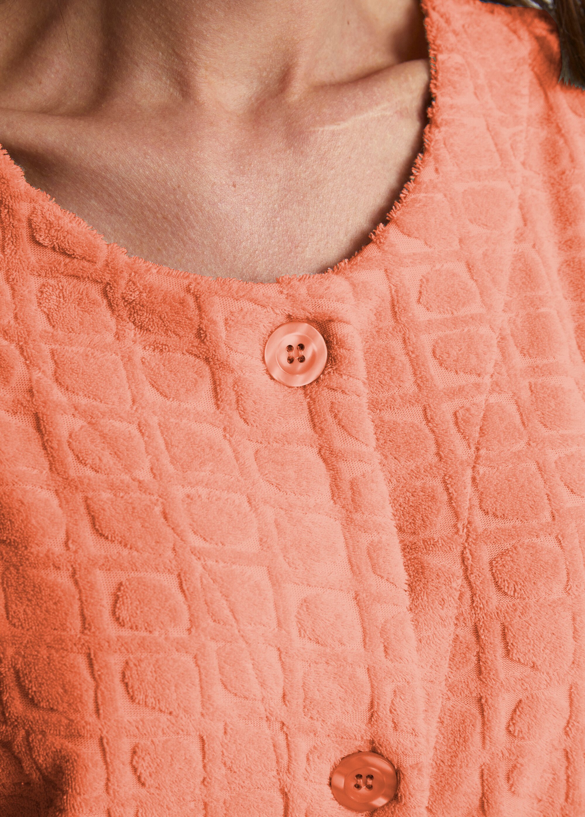 Peignoir boutonné éponge jacquard