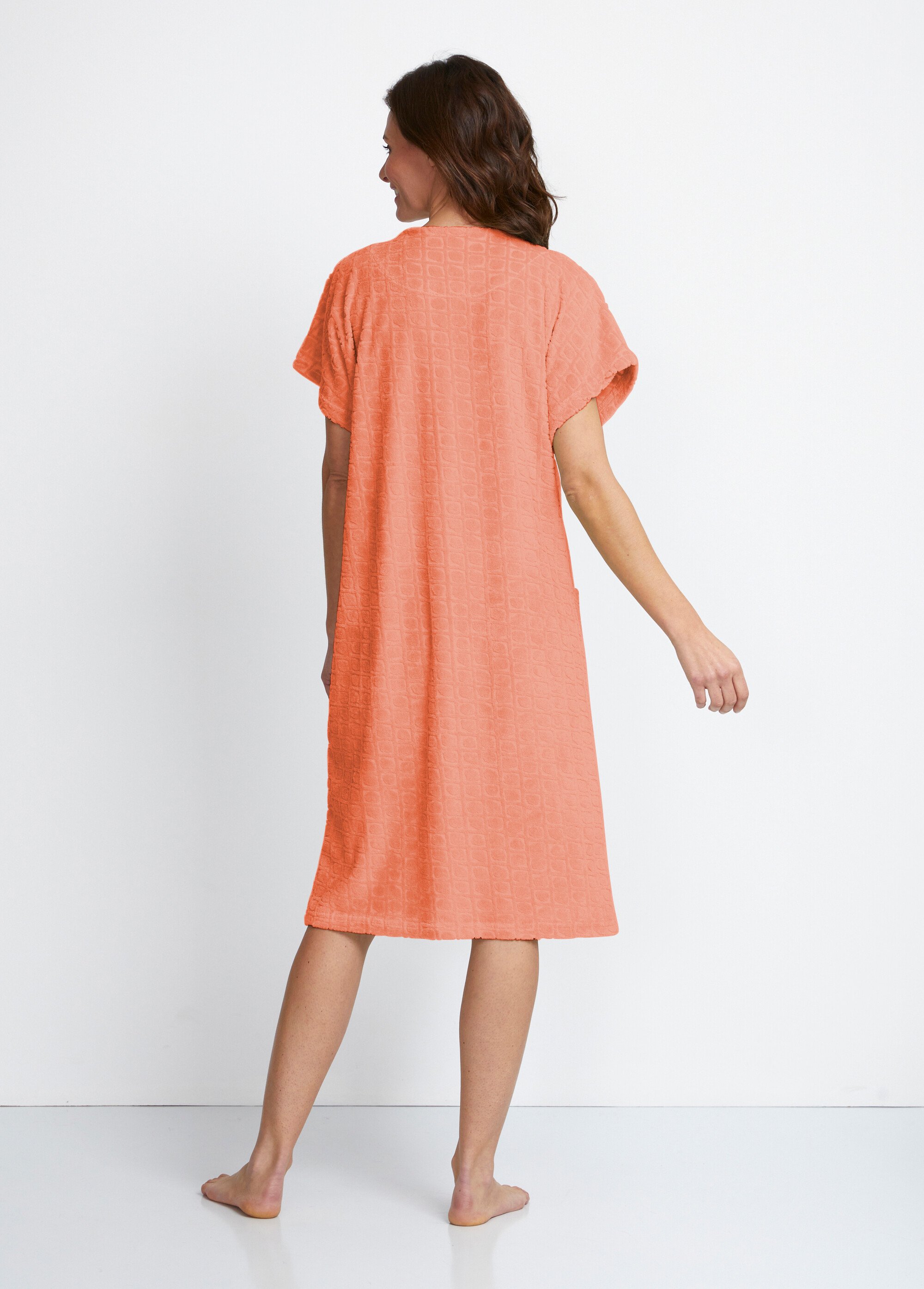 Peignoir boutonné éponge jacquard