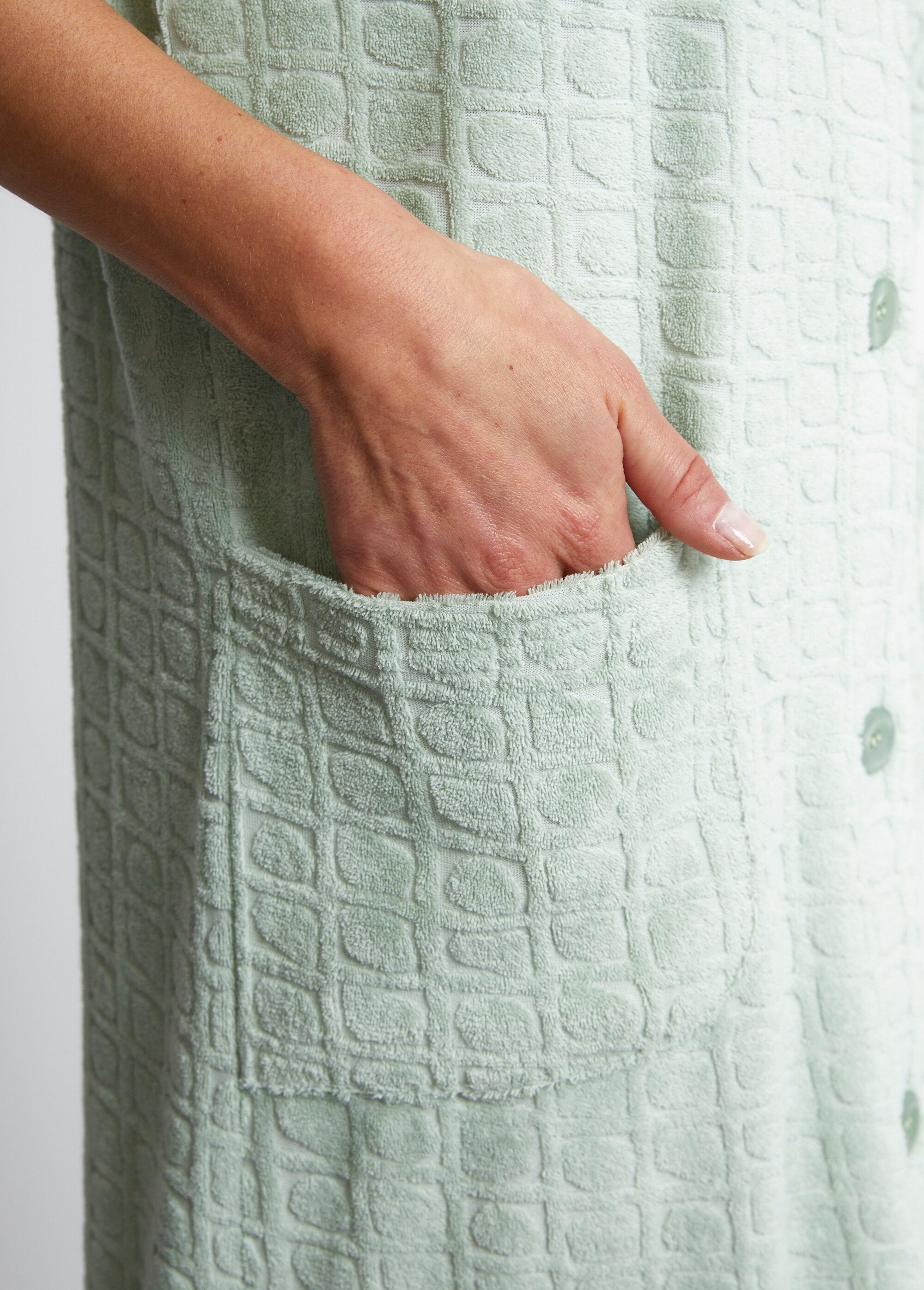 Peignoir boutonné éponge jacquard Femme Vert SCHILLING DE3