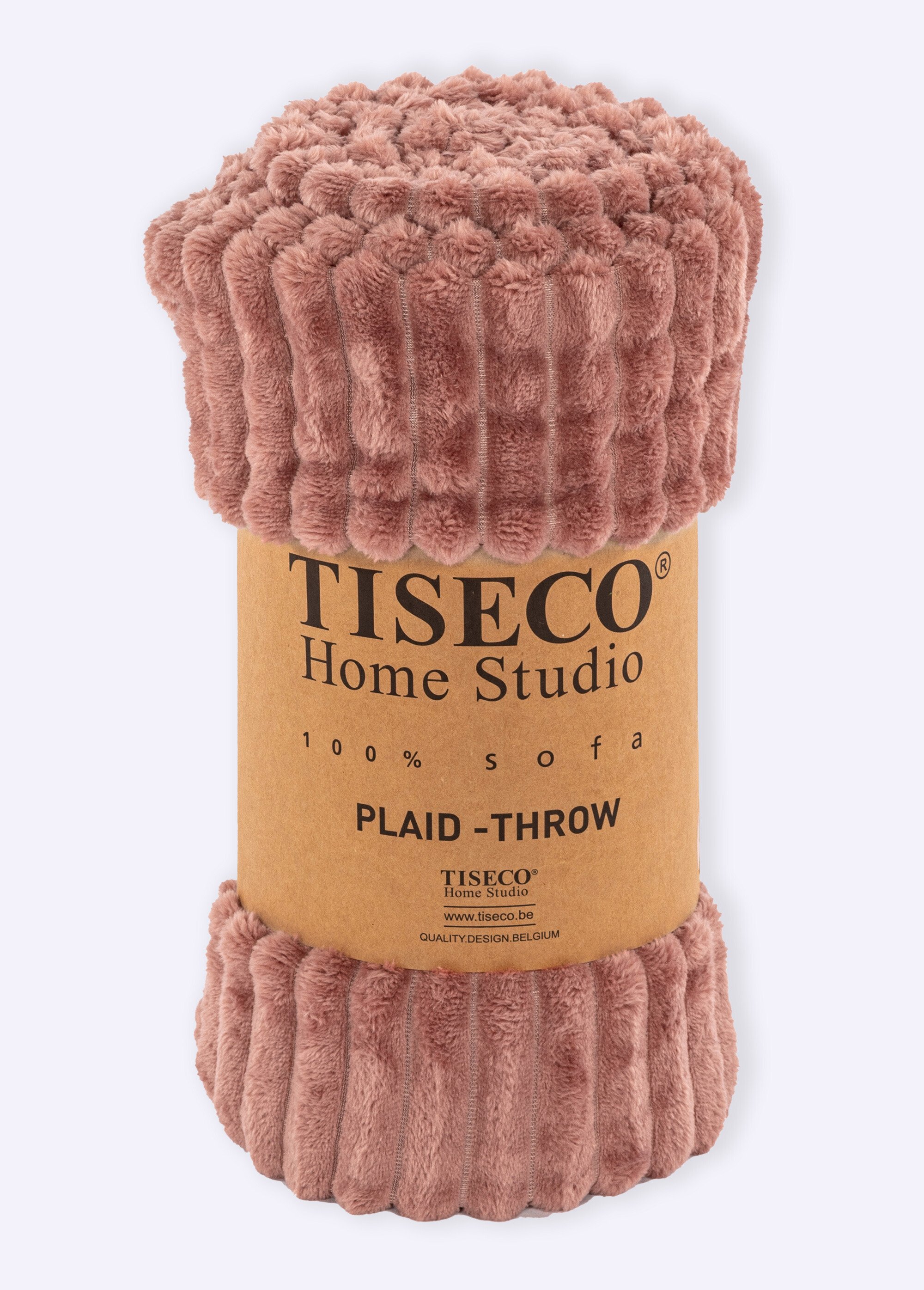 Plaid en polaire uni cotelé, 1,6m x 1,3m Marron TIS-RIBBLE1 FA1