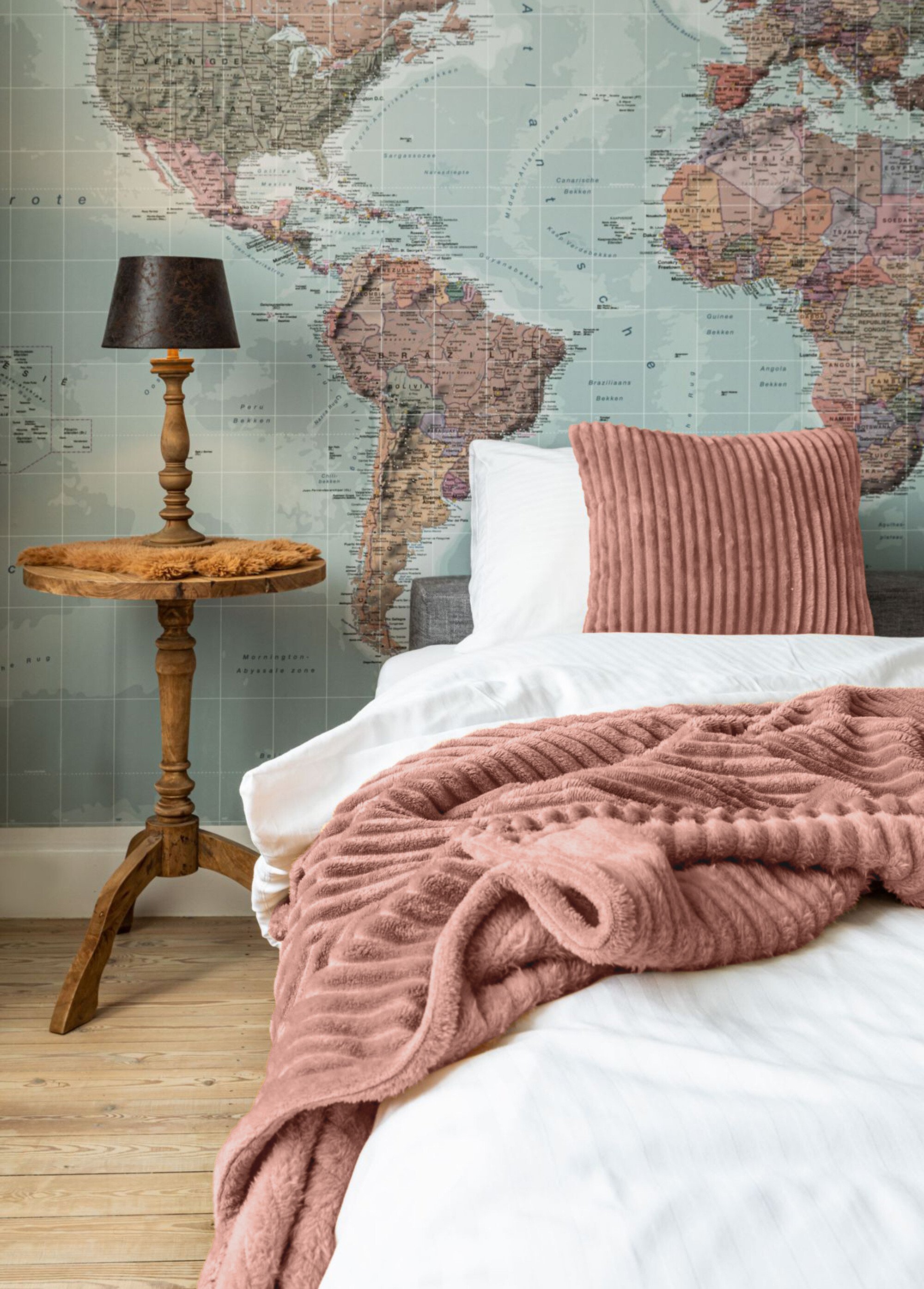 Plaid en polaire uni cotelé, 1,6m x 1,3m Marron TIS-RIBBLE1 SI1