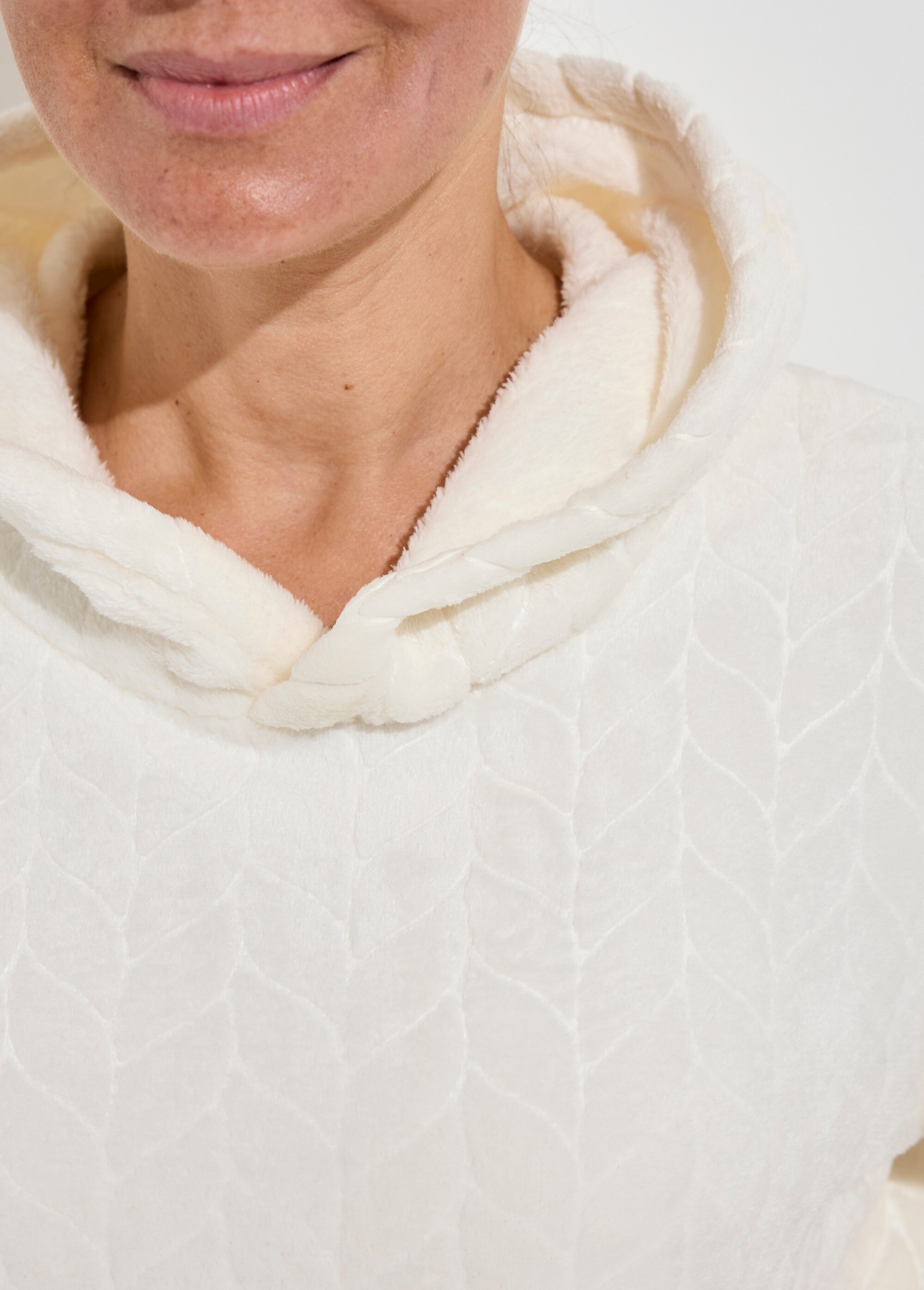 Pyjama chaud polaire avec haut sweat Femme Blanc H-NPJ6629 DE1