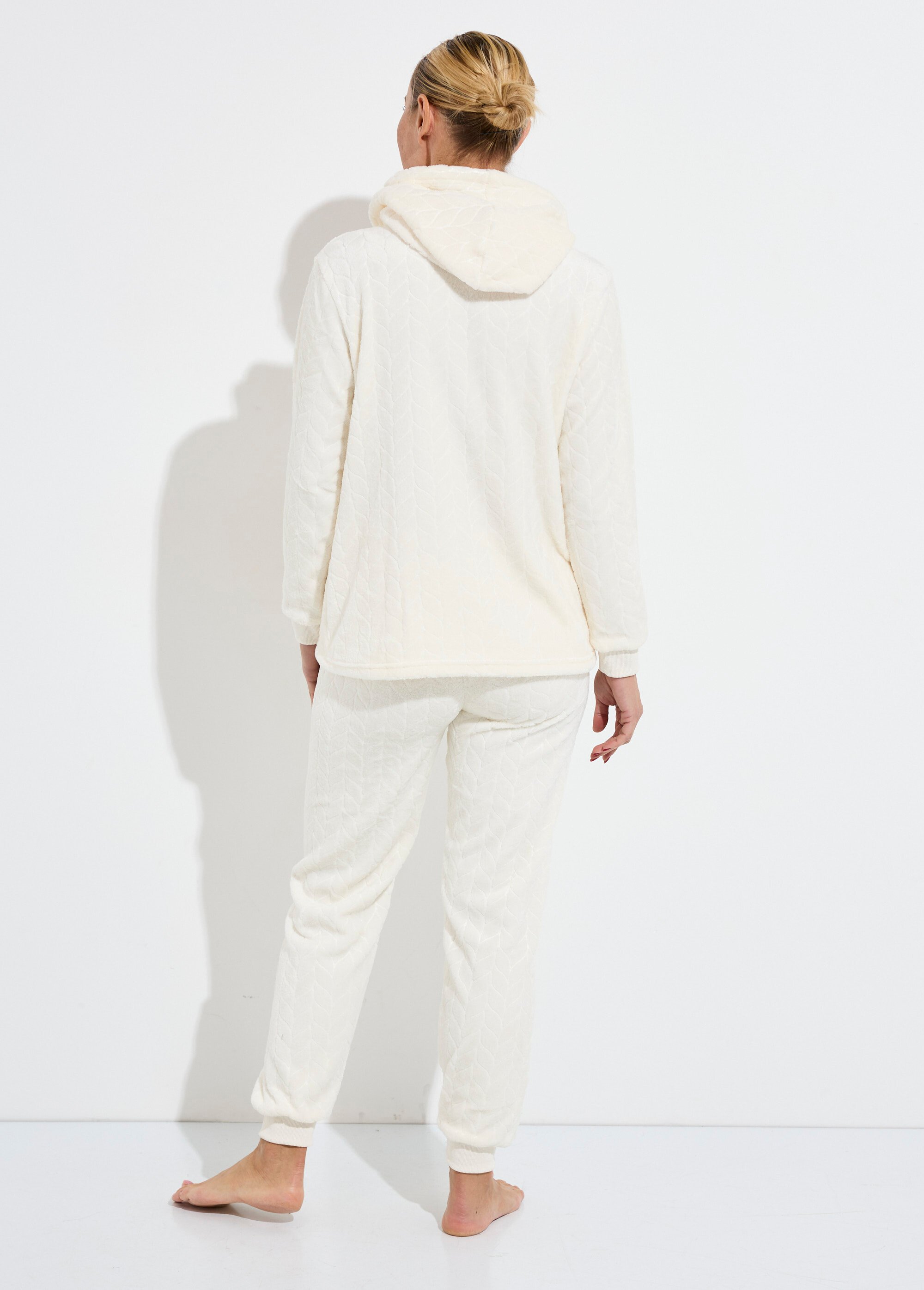 Pyjama chaud polaire avec haut sweat Femme Blanc H-NPJ6629 DO1