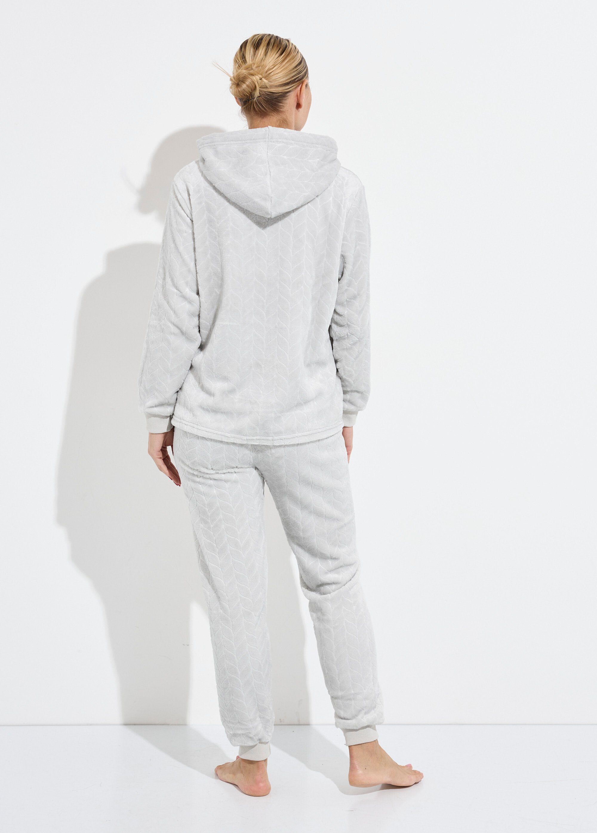 Pyjama chaud polaire avec haut sweat Femme Gris H-NPJ6629 DO1