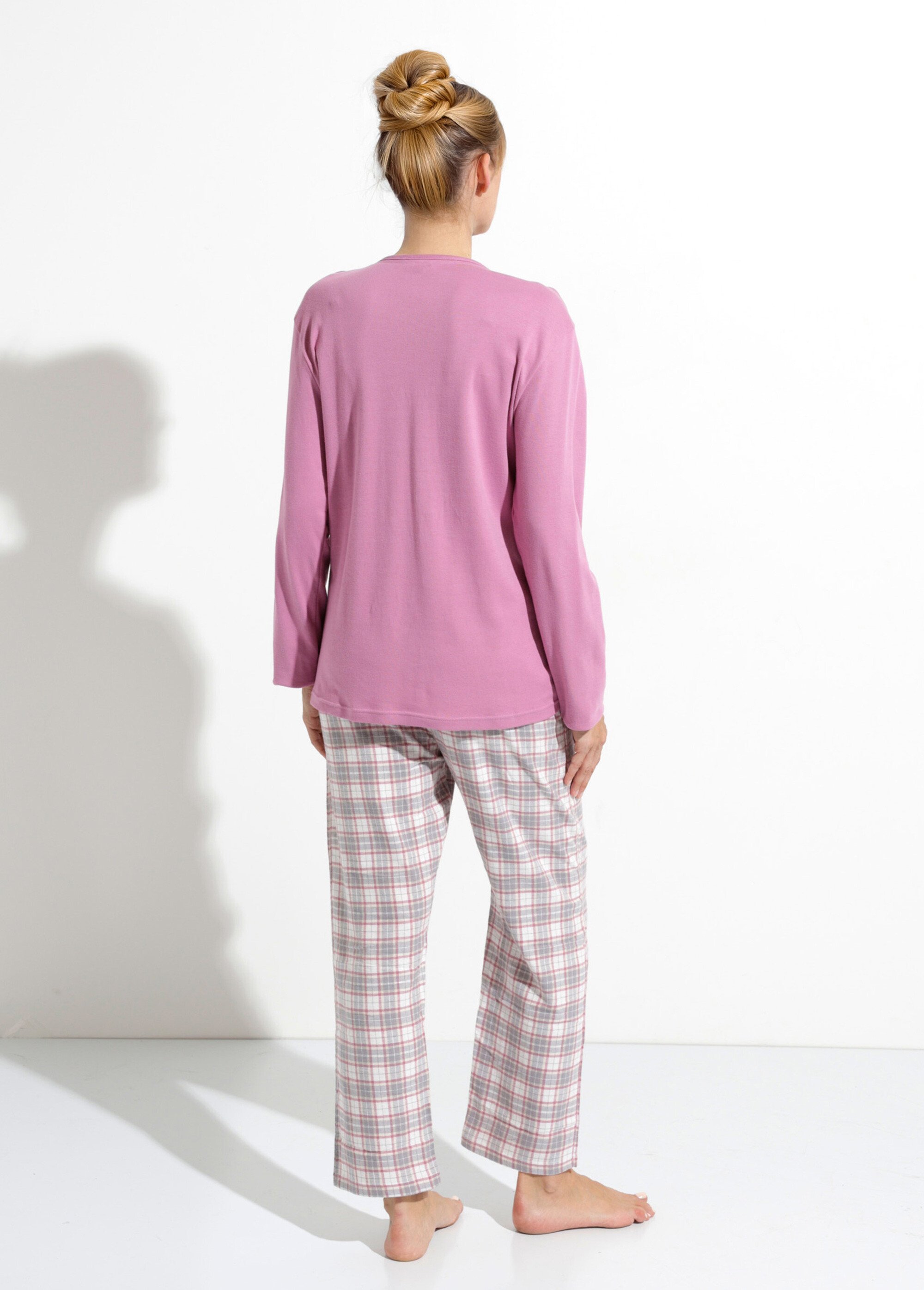 Pyjama pantalon chaud coton flanelle carreaux Femme Violet SOUFIO DO1
