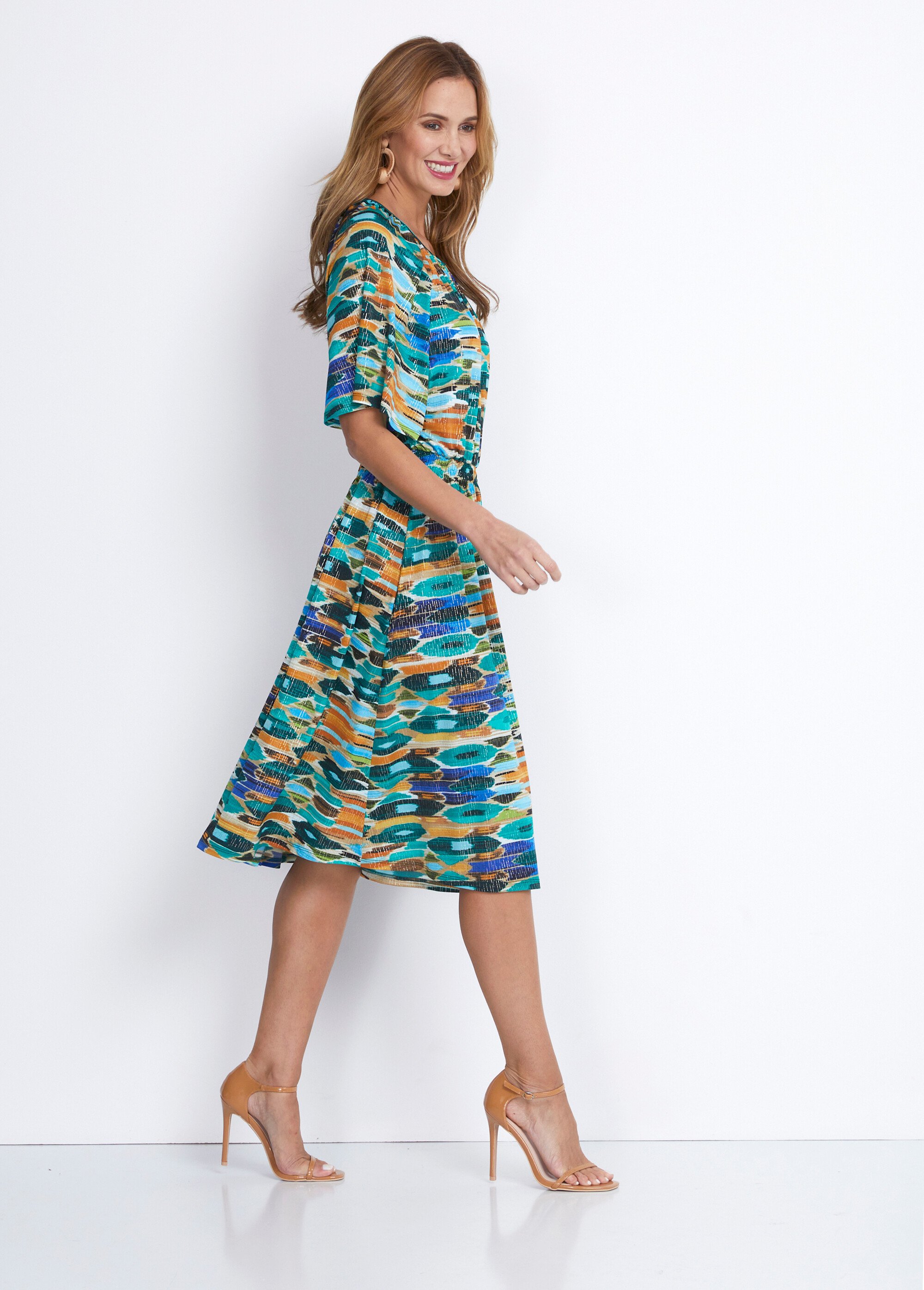 Robe courte smockée base évasée Femme Vert EFIR DR1