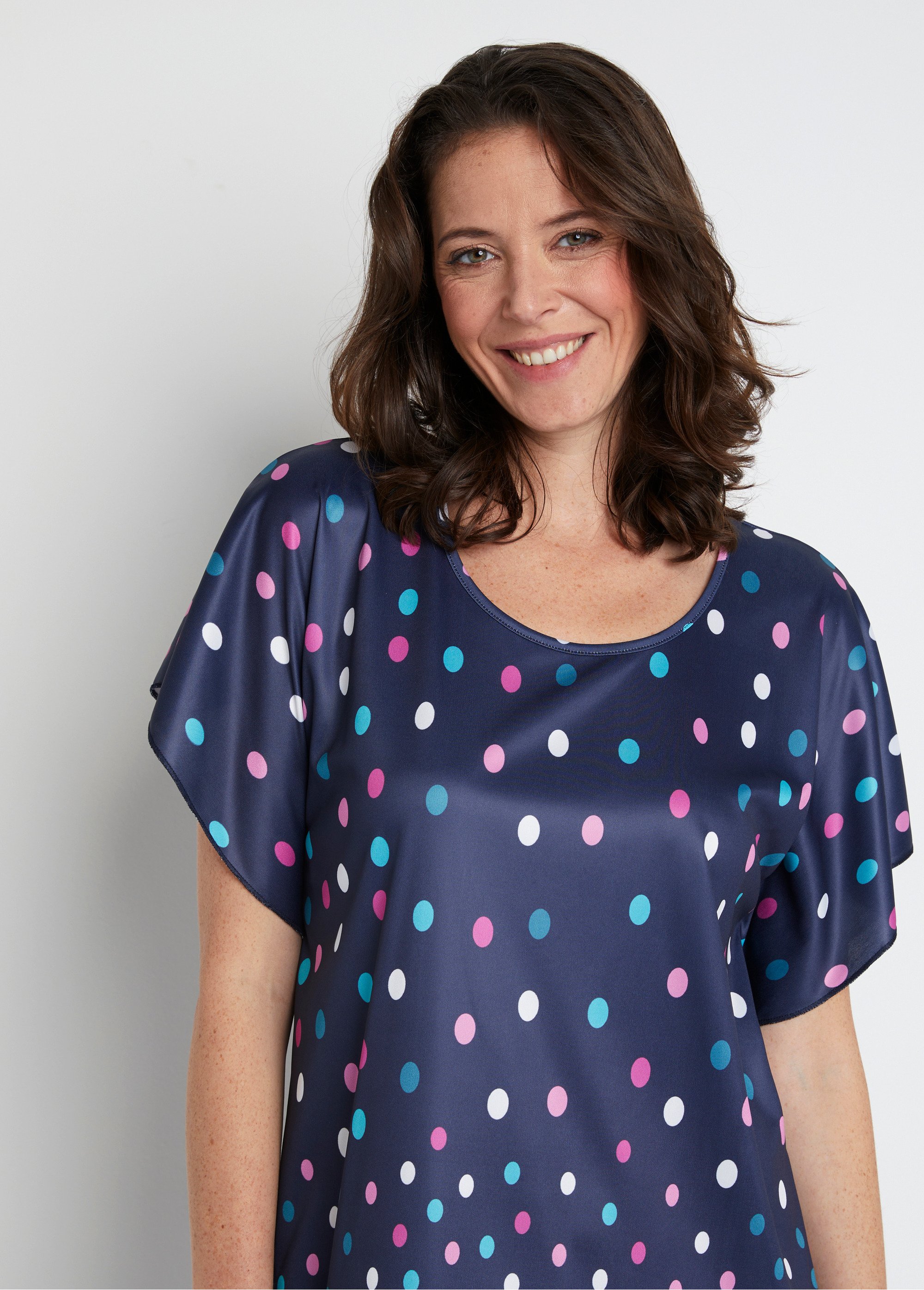 Robe d'hôtesse satiné antistatique fleuri