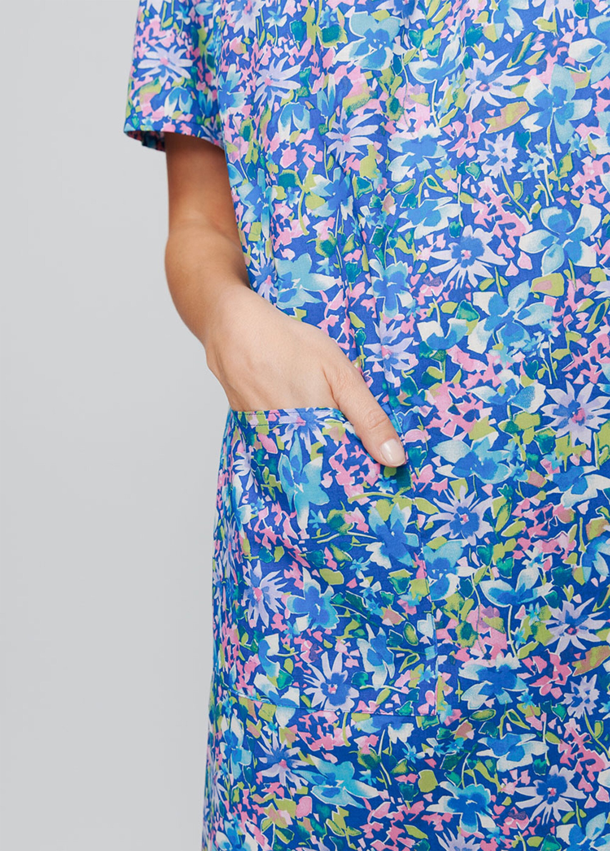 Robe-tablier mi-longue imprimée Femme Rose ANJOU DE2