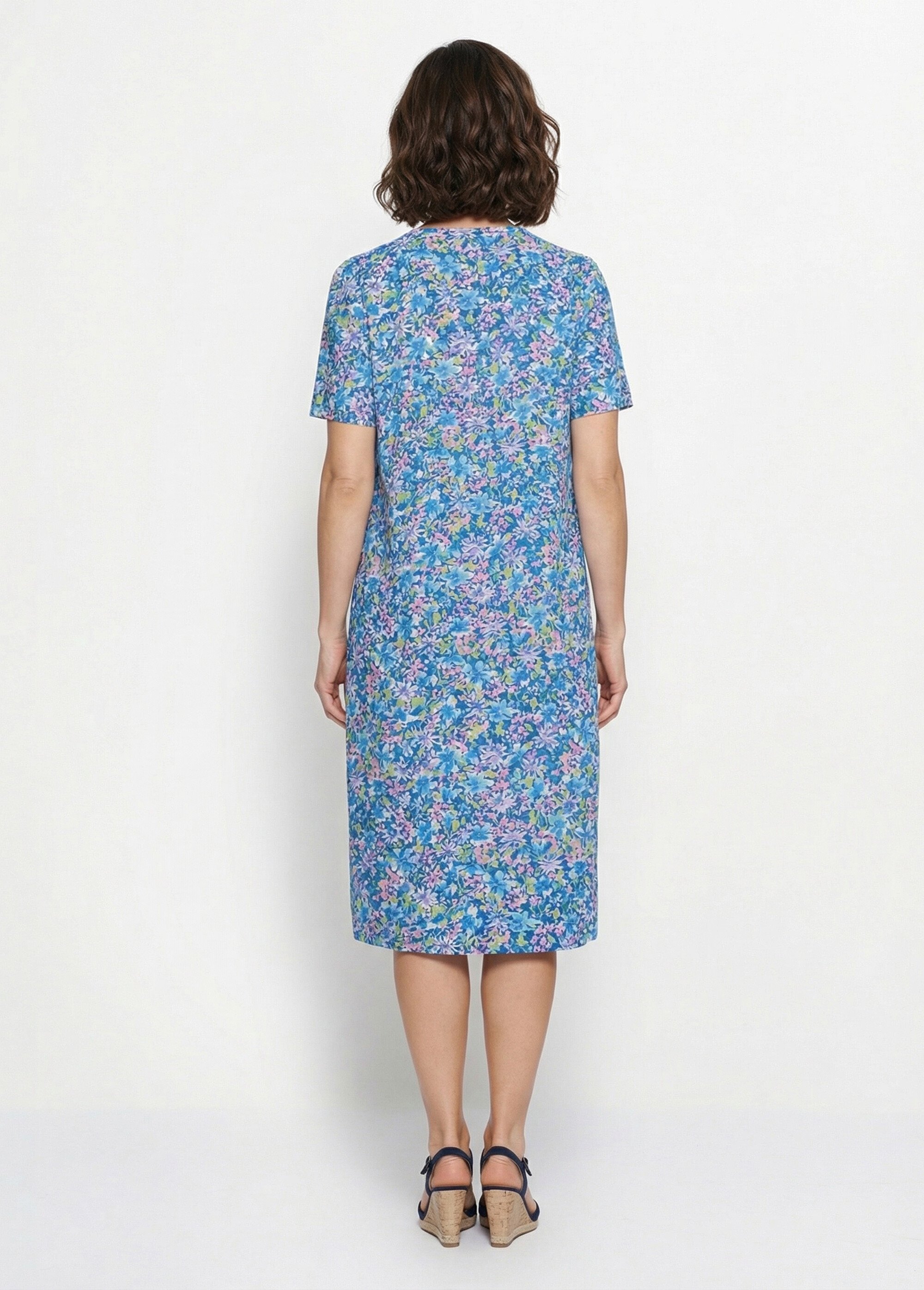 Robe-tablier mi-longue imprimée Femme Rose ANJOU DO1