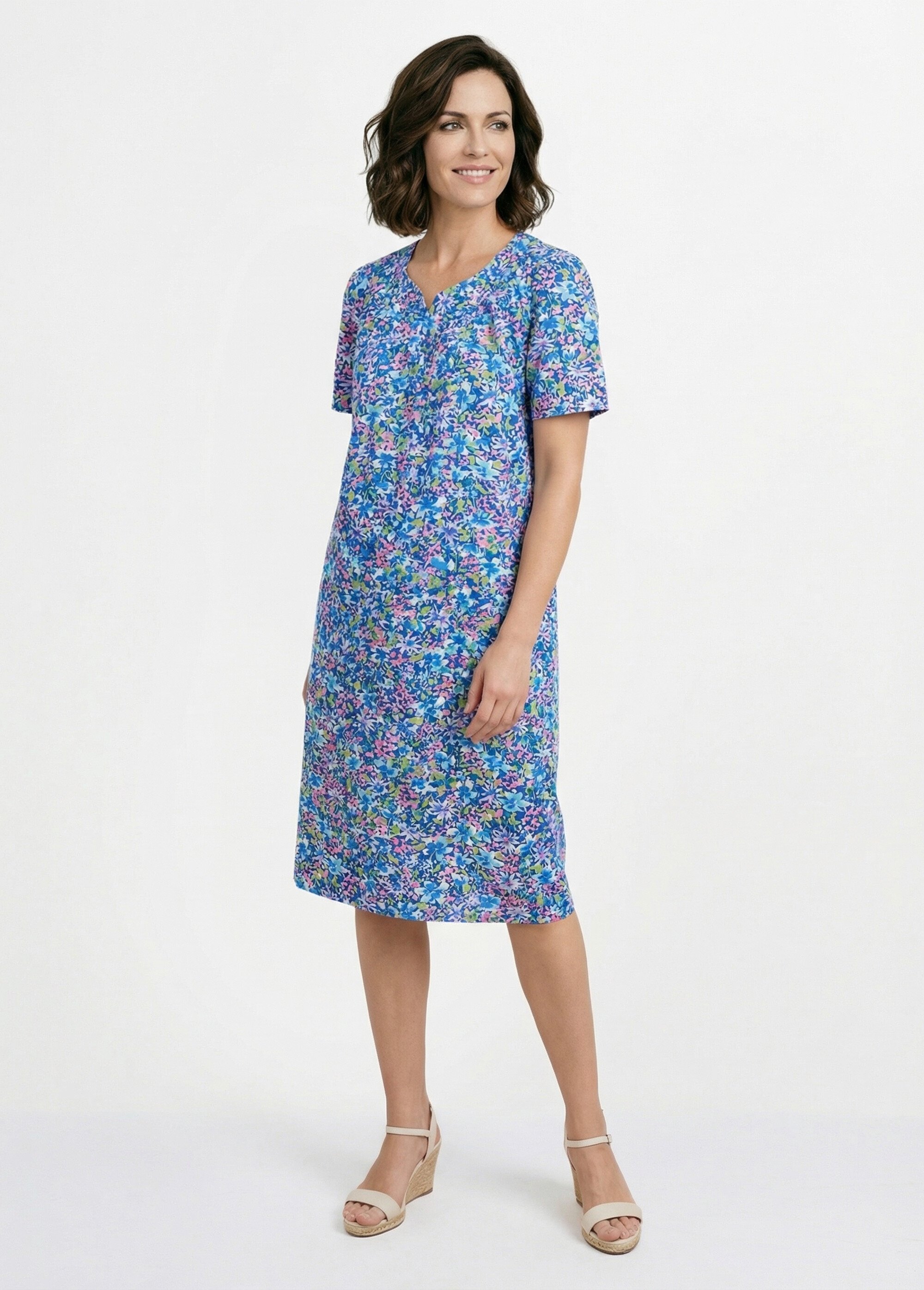 Robe-tablier mi-longue imprimée Femme Rose ANJOU FA1
