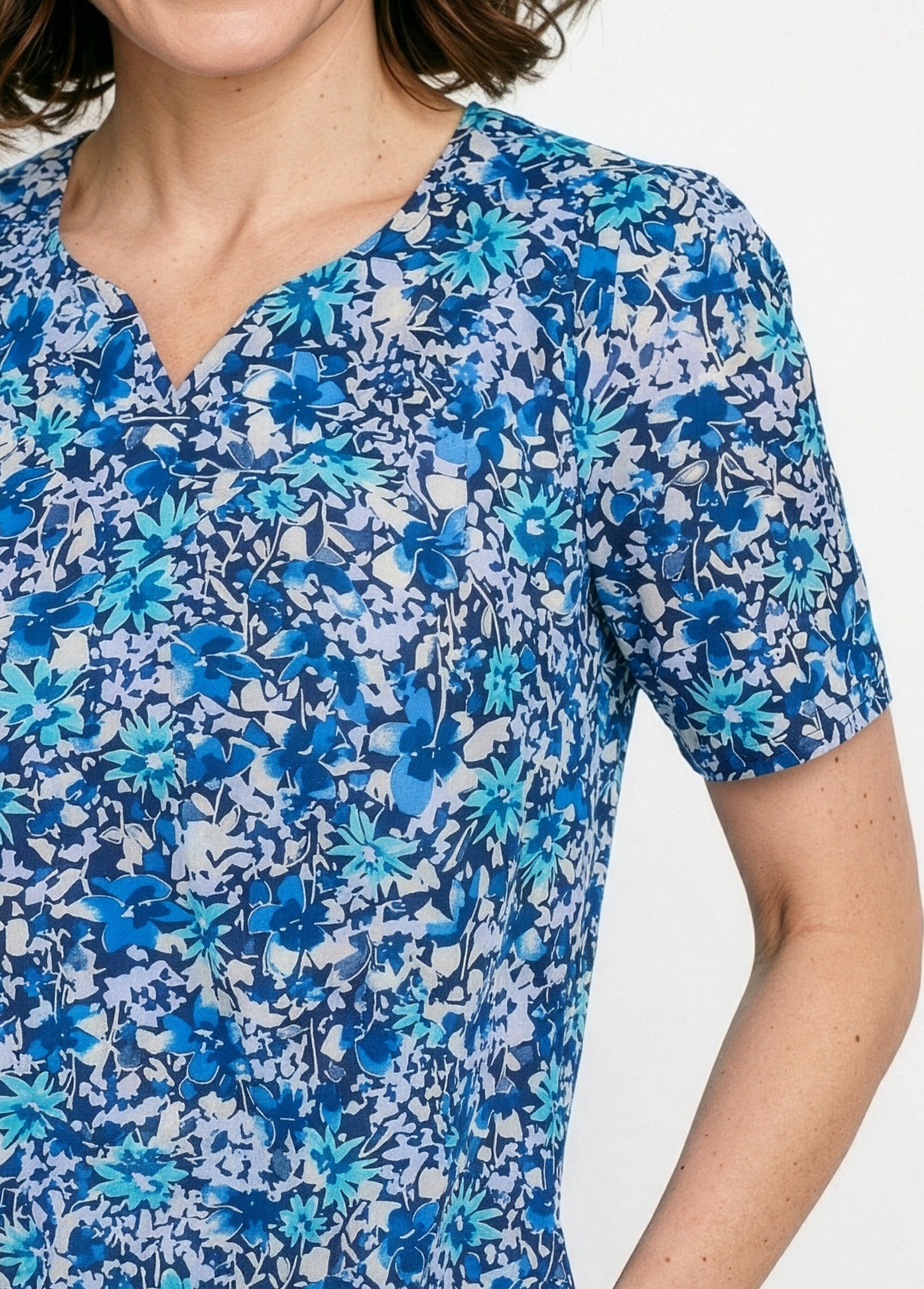 Robe-tablier mi-longue imprimée Femme Bleu ANJOU DE1