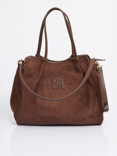 Sac shopping en suédine et simili cuir Femme Marron MIM692590-3 FA1