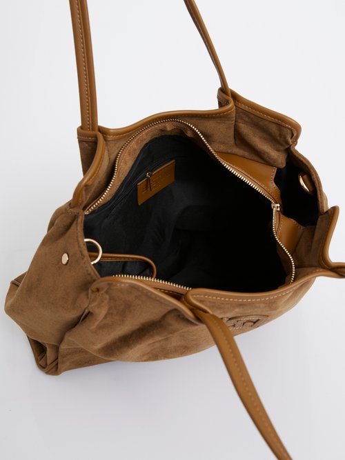 Sac shopping en suédine et simili cuir Femme Beige MIM692590-3 DE2