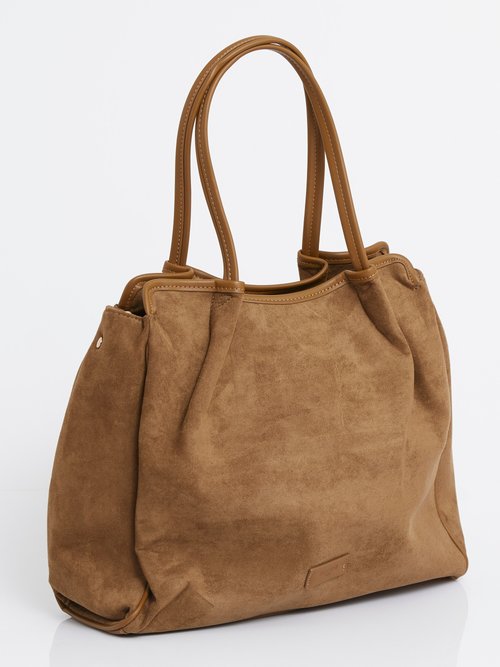 Sac shopping en suédine et simili cuir Femme Beige MIM692590-3 DO1