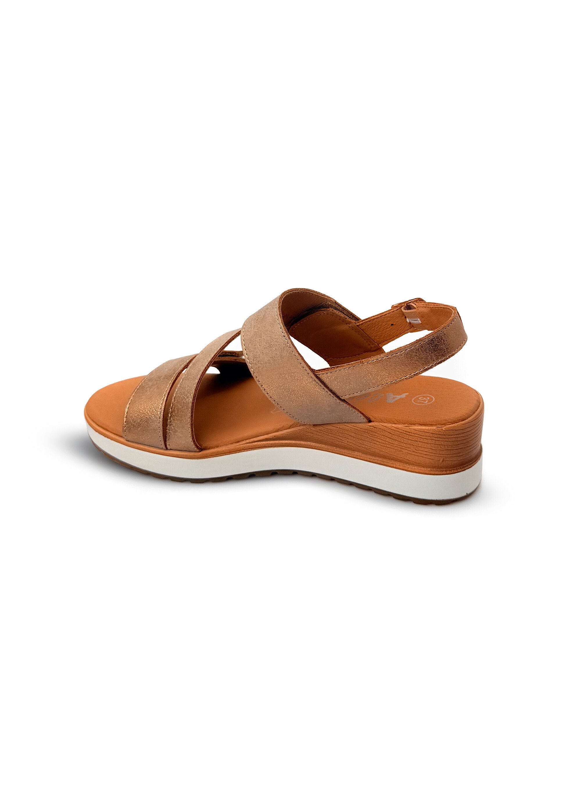 Sandales en cuir, semelle compensée Femme Beige JP-AL1415 DO1