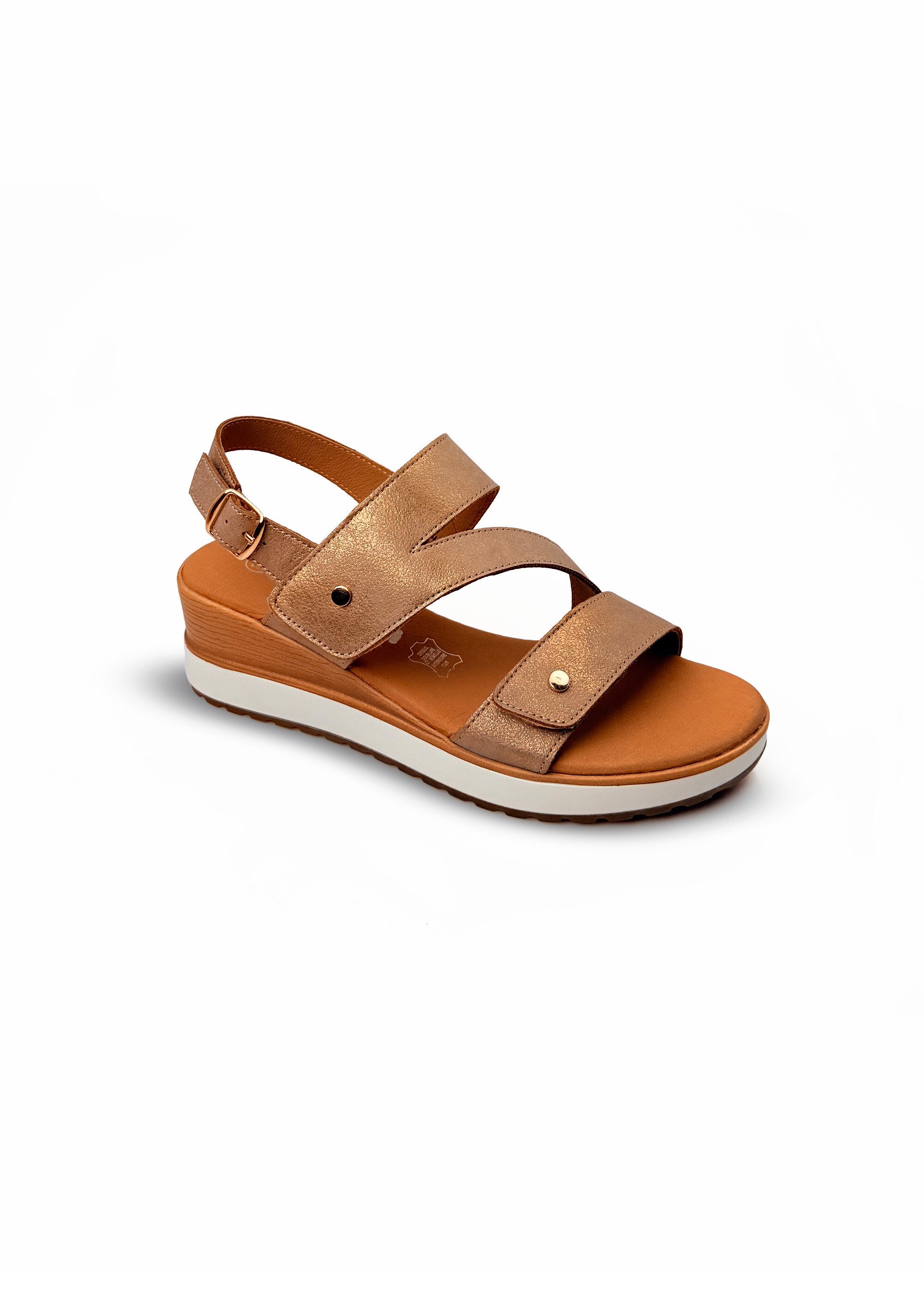 Sandales en cuir, semelle compensée