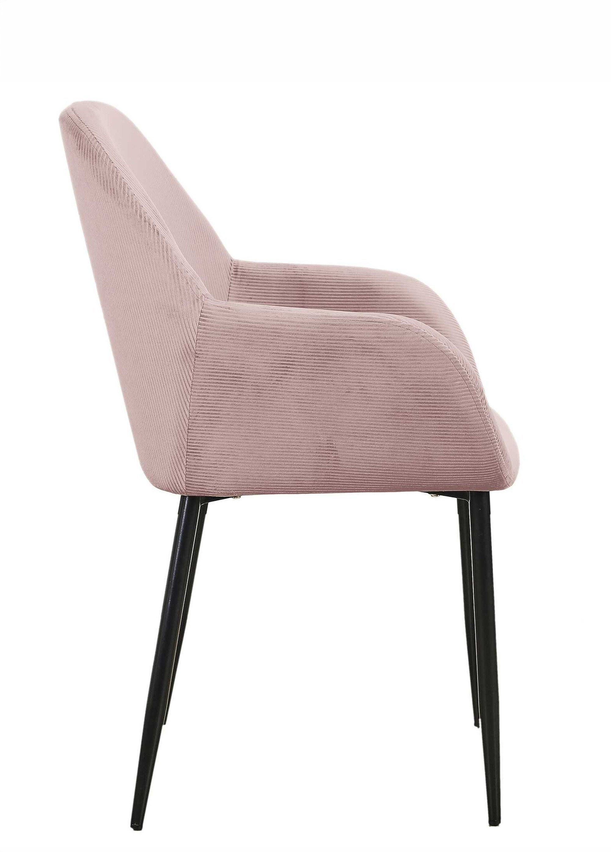 Set 2 Fauteuils velours cotelé, pieds métal ROSE CMP-HD6831 DR1